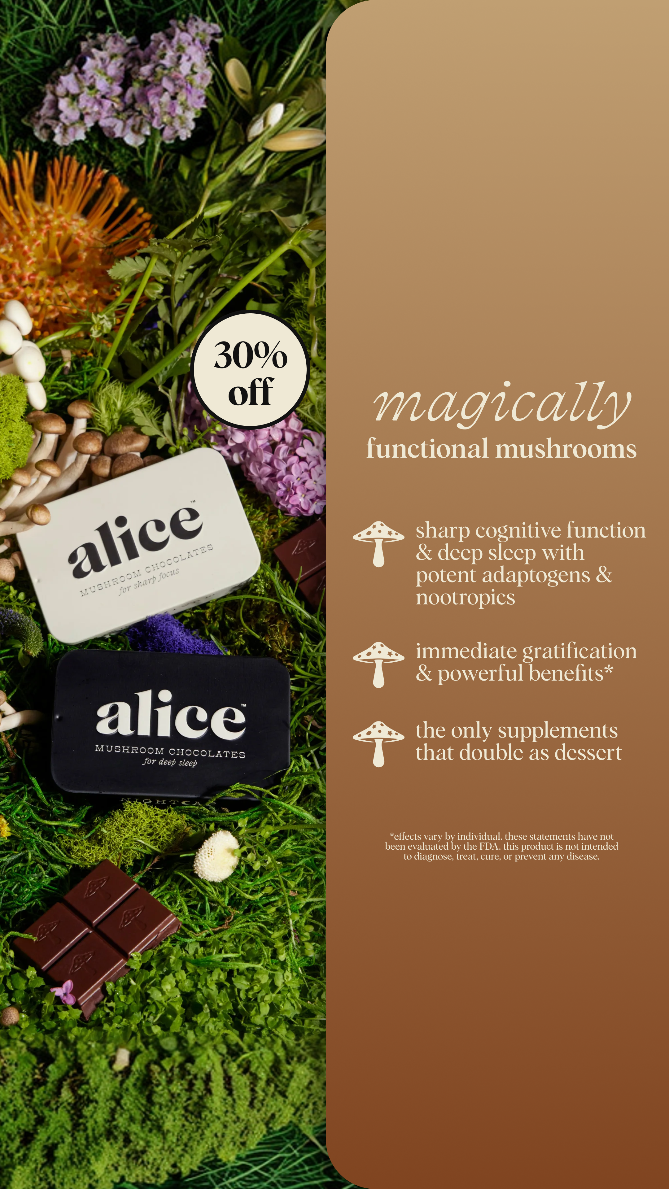 Alice Mushrooms Facebook ad