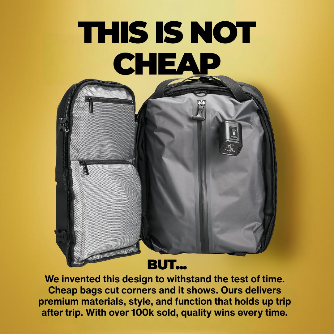 Backvac Facebook ad: Upgrade Your Travel Bag