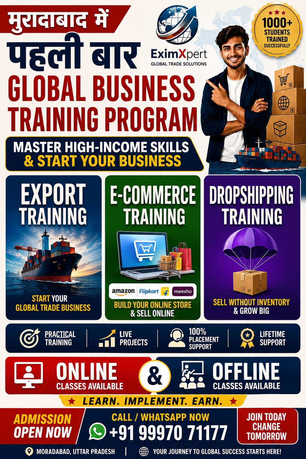 EximXpert Facebook ad: Join 1000+ Students | Moradabad's Best Training Institute…