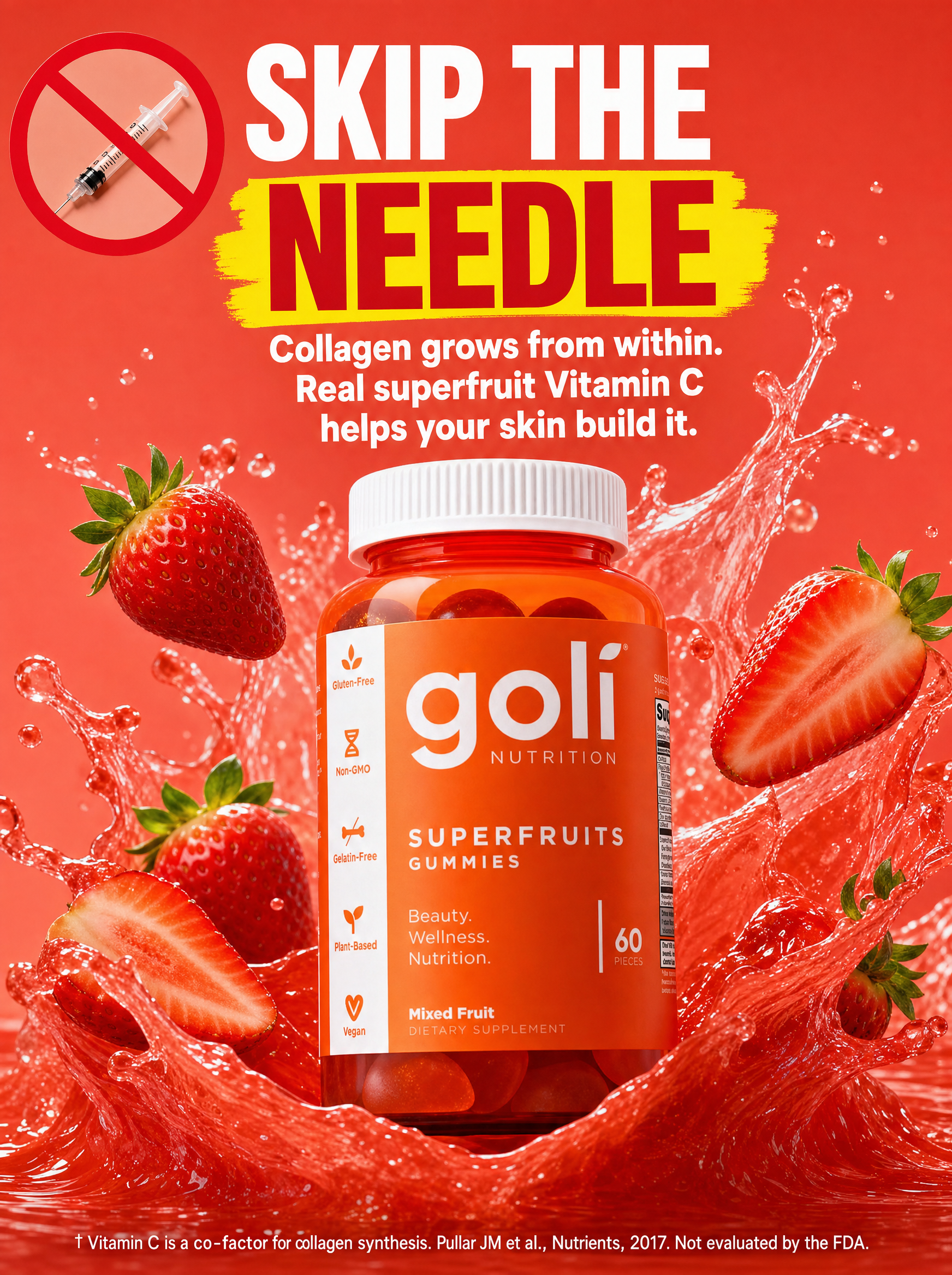 Goli Facebook ad: Skip the Needle. Chew Your Collagen Instead.