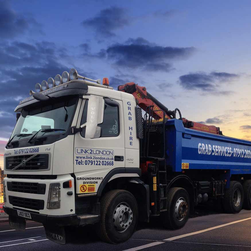 Link2London Facebook ad: Grab Hire, Skip Hire and Rubbish Clearance Services…