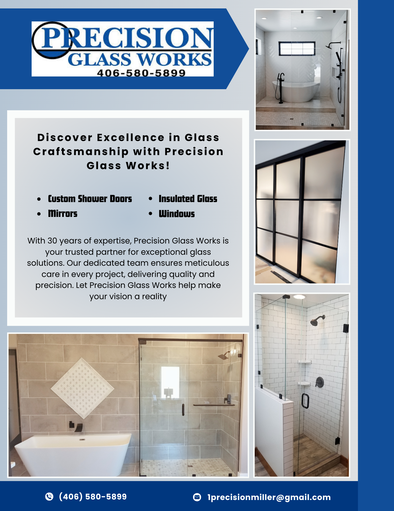 Precision Glass Works Inc. Facebook ad: Make your vision reality!