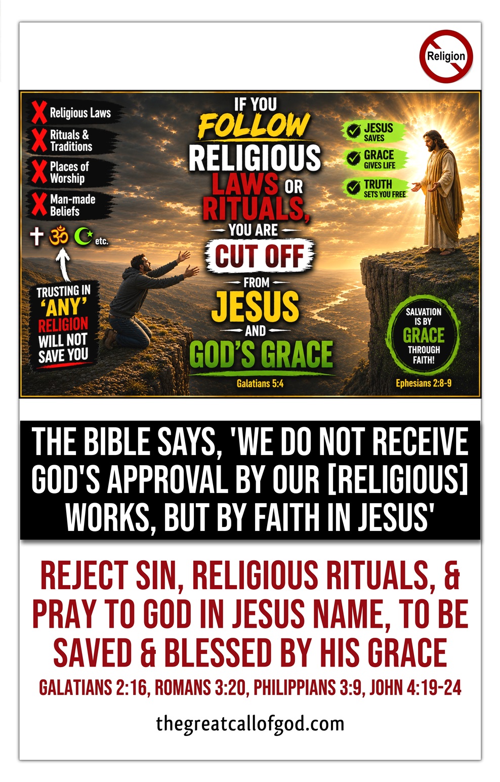 The Great Call of God Facebook ad: RELIGION WILL CUT YOU OFF FROM JESUS &…