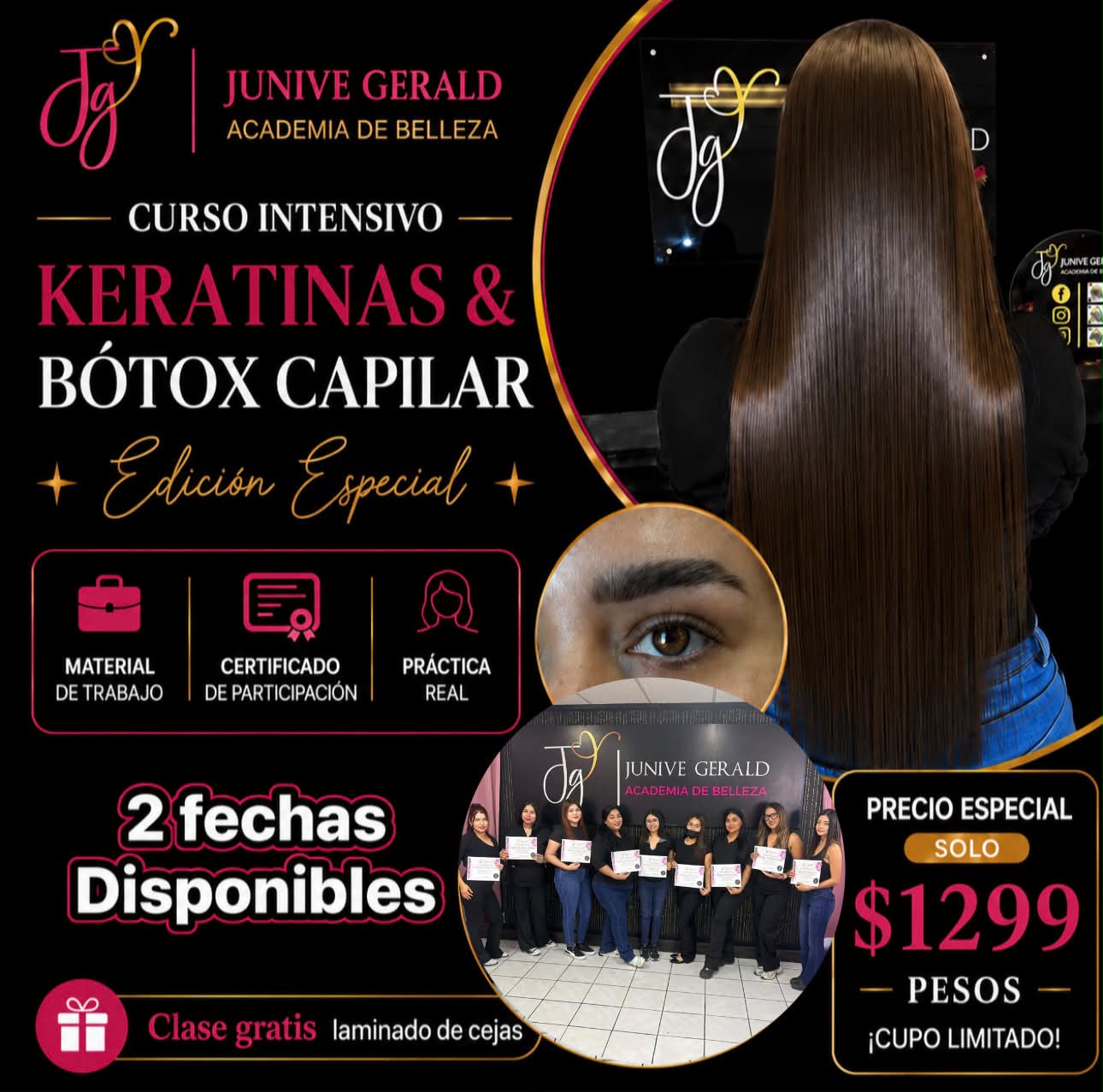 Academia de belleza JG Facebook ad: M E X I C A L I