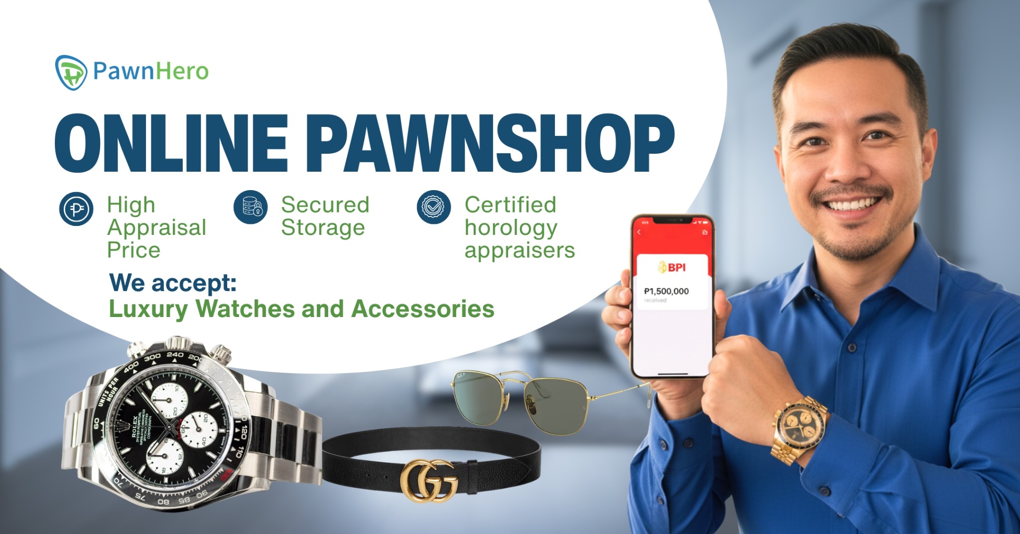 PawnHero Pawnshop Facebook ad from Feb 8, 2026