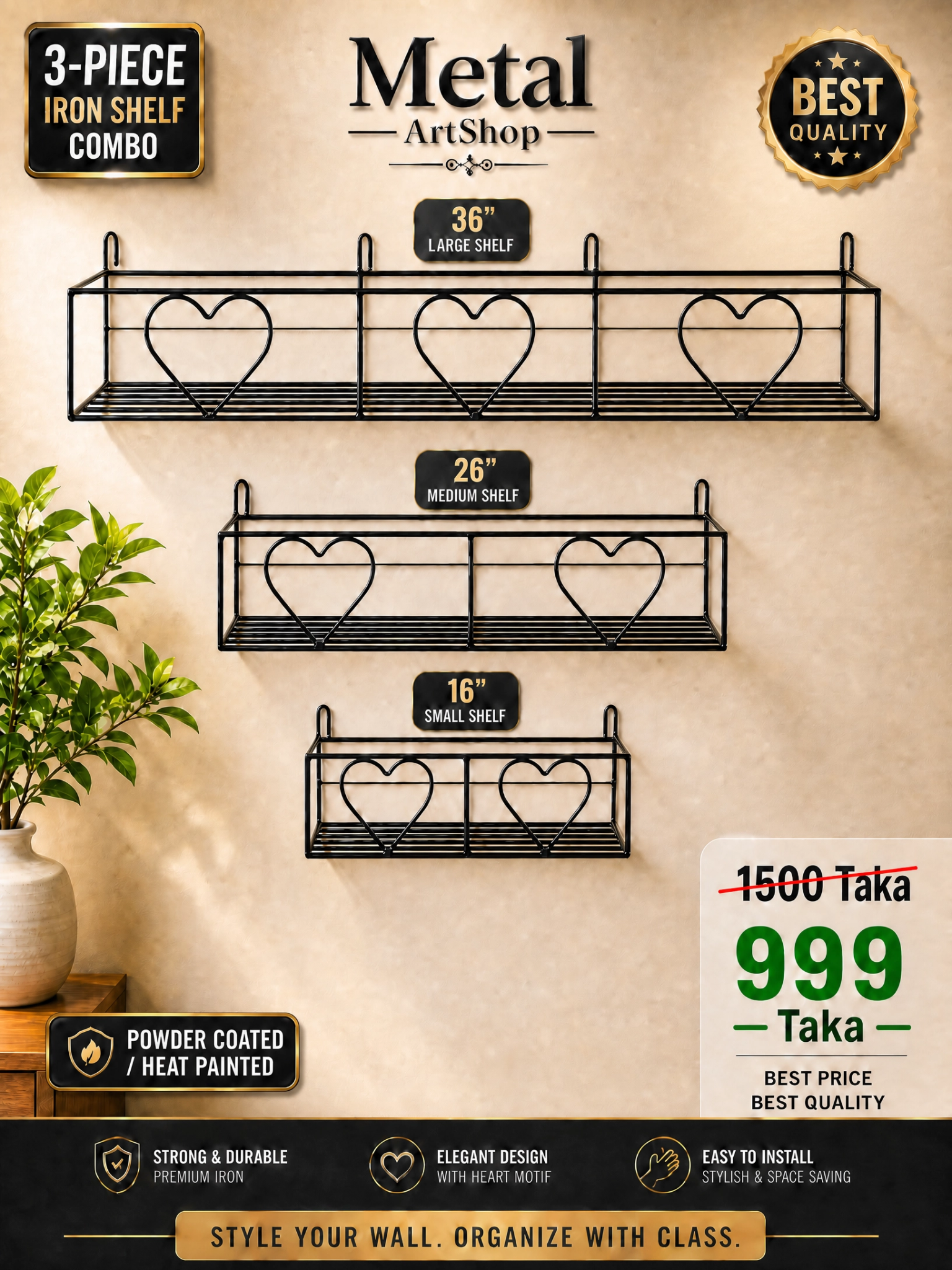 Metal Artshop- মেটাল আর্টশপ Facebook ad: পাউডার কোটিং / হিট পেইন্টেড: মরিচা ধরবে না এবং রঙ থাকবে…