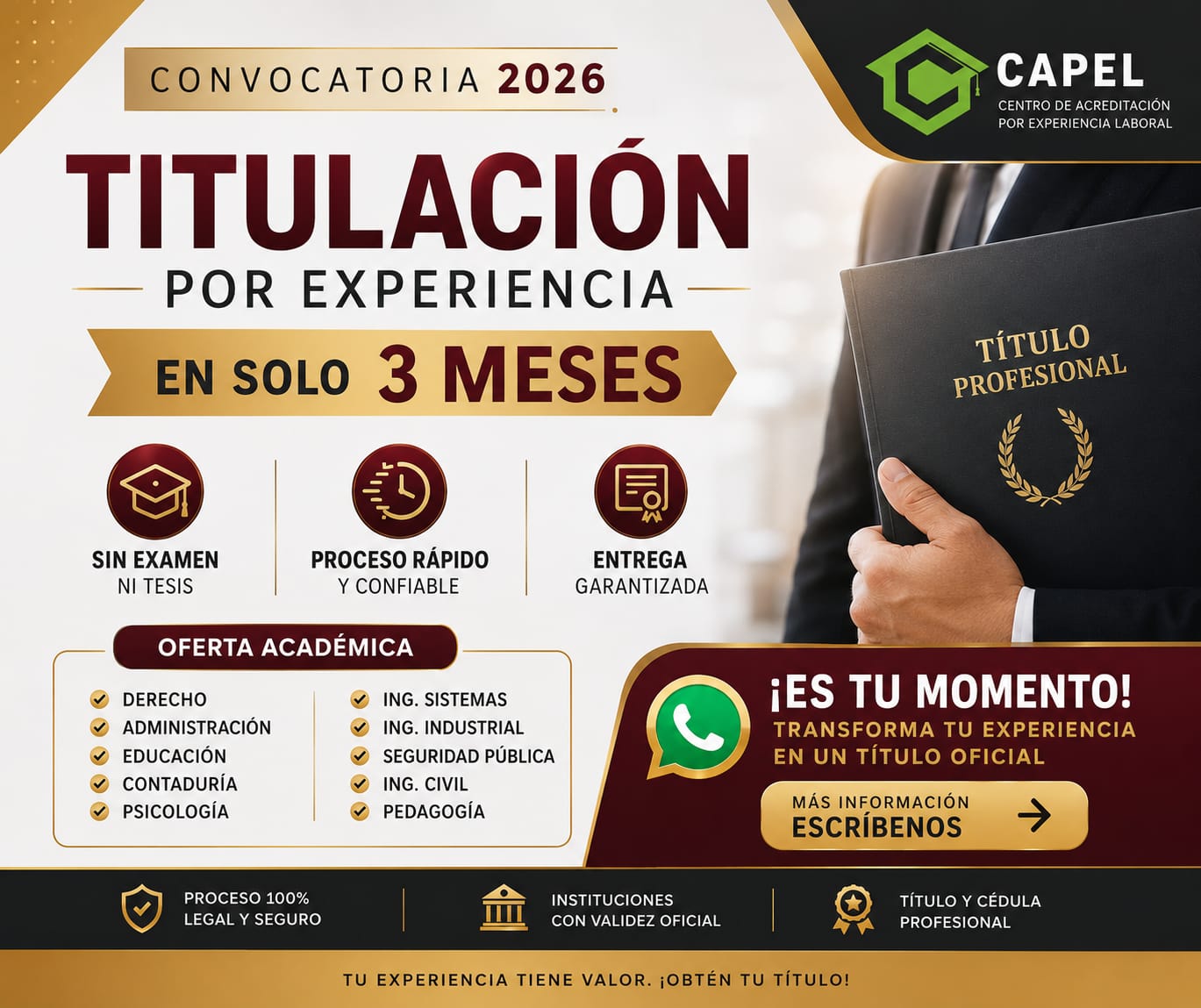 Capel Puebla Facebook ad: ¿Tu experiencia laboral merece un título profesional?