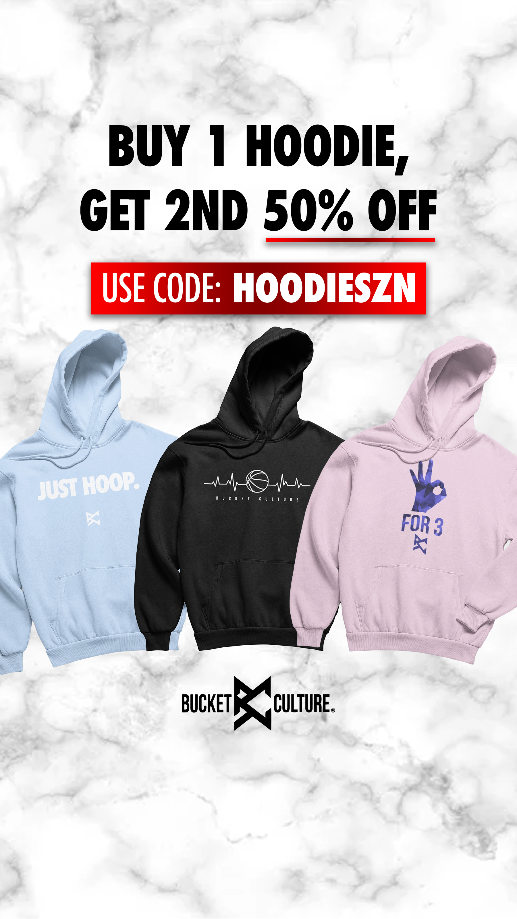 Bucket Culture Facebook ad: BOGO 50% OFF!