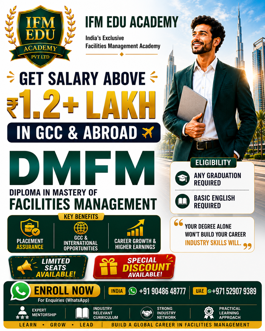 IFM Edu Academy Pvt Ltd Facebook ad: GET SALARY ABOVE ₹1.2+ LAKH IN GCC & ABROAD