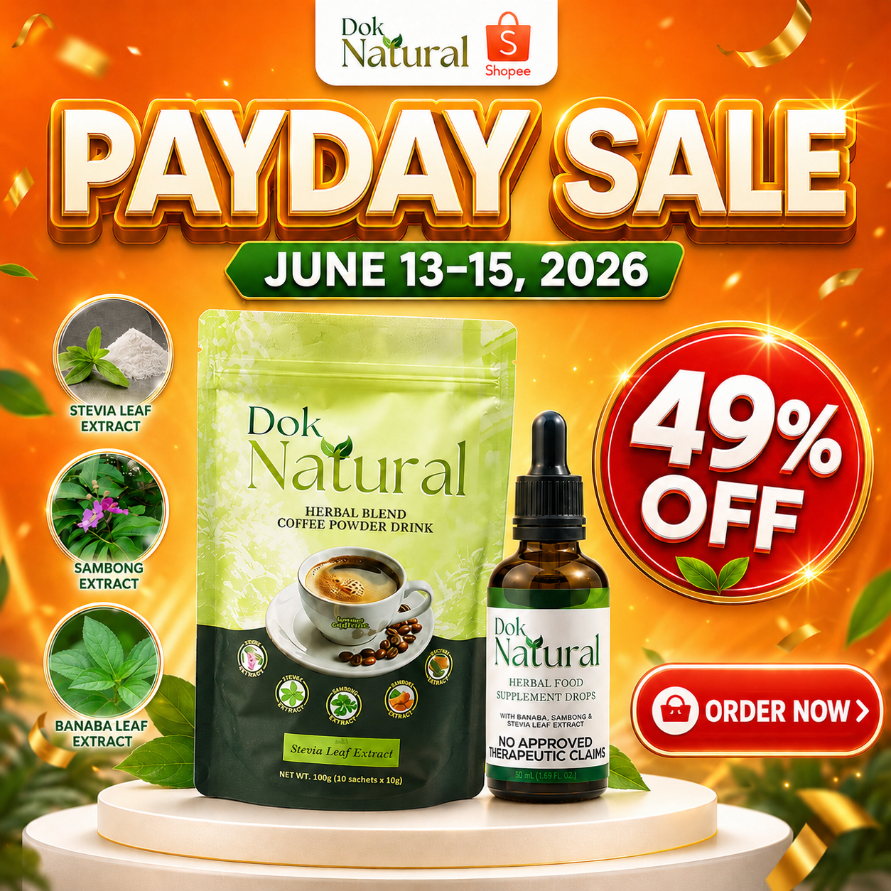 Dok Natural Facebook ad: BUY NOW AND GET.