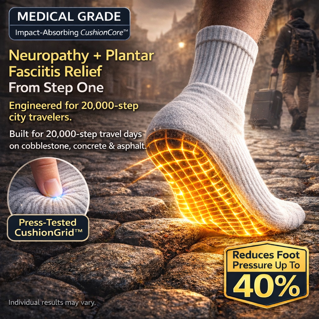 Kya Lively M.D. Facebook ad: Medical-Grade Shock Absorbing Socks for Hard Floors, Long…