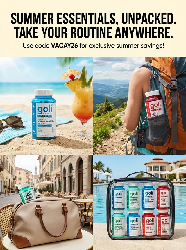 Goli Facebook ad: Use code VACAY26 to unlock your summer!