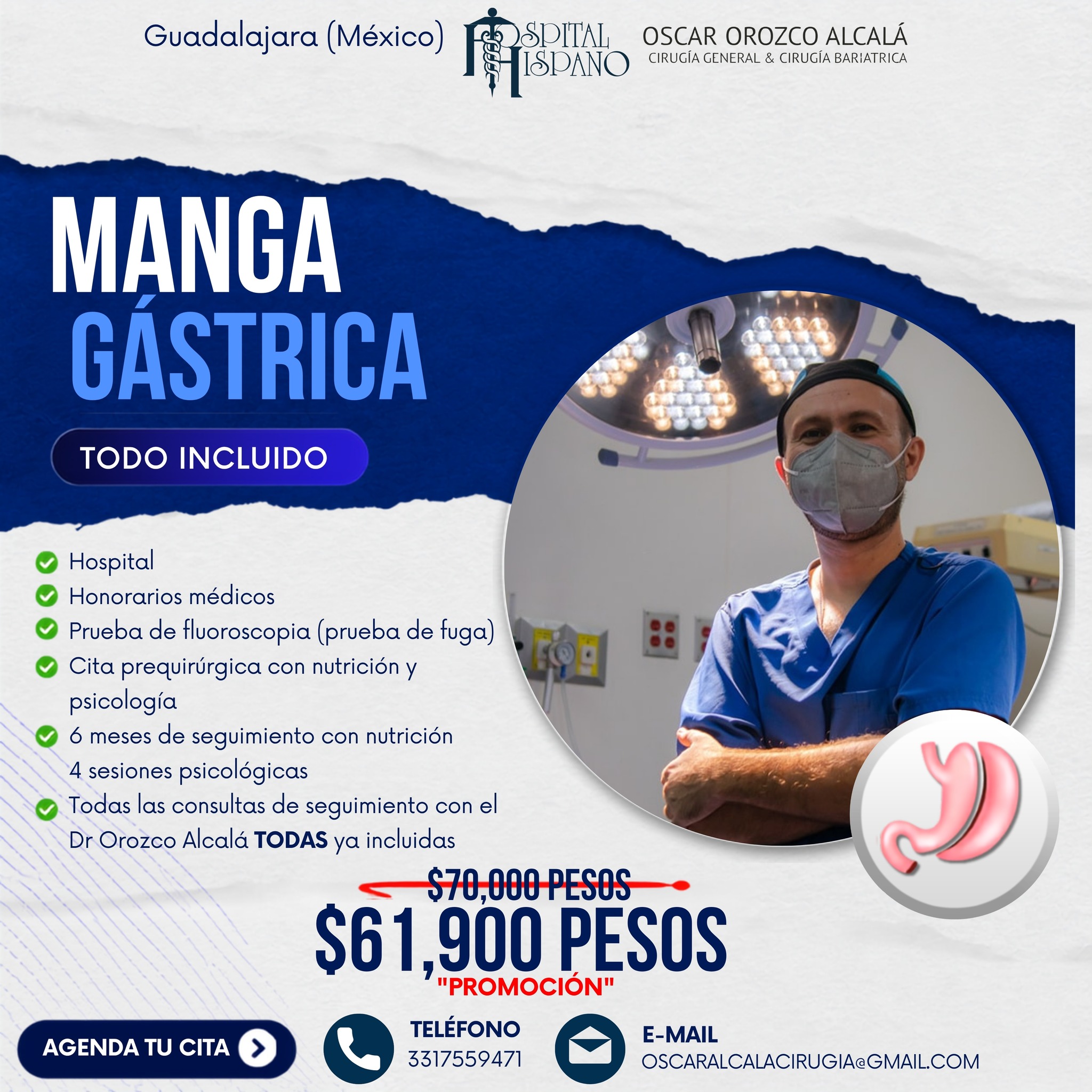 Dr. Oscar Orozco Alcalá Facebook ad: MANGA GÁSTRICA $61,900