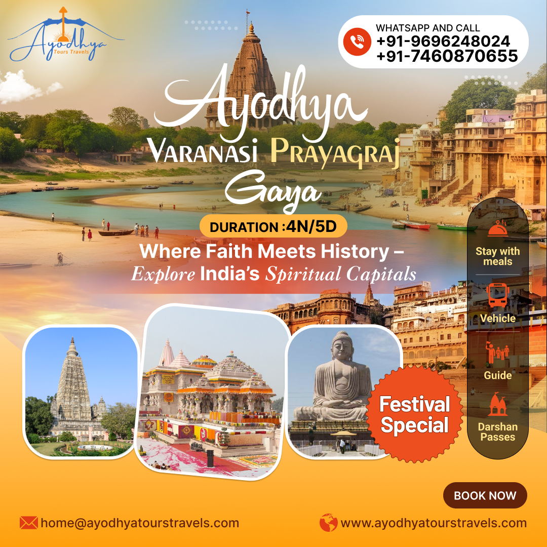 Ayodhya Tours Travels Facebook ad: Guided Tours | Darshan Passes | Comfortable Stay