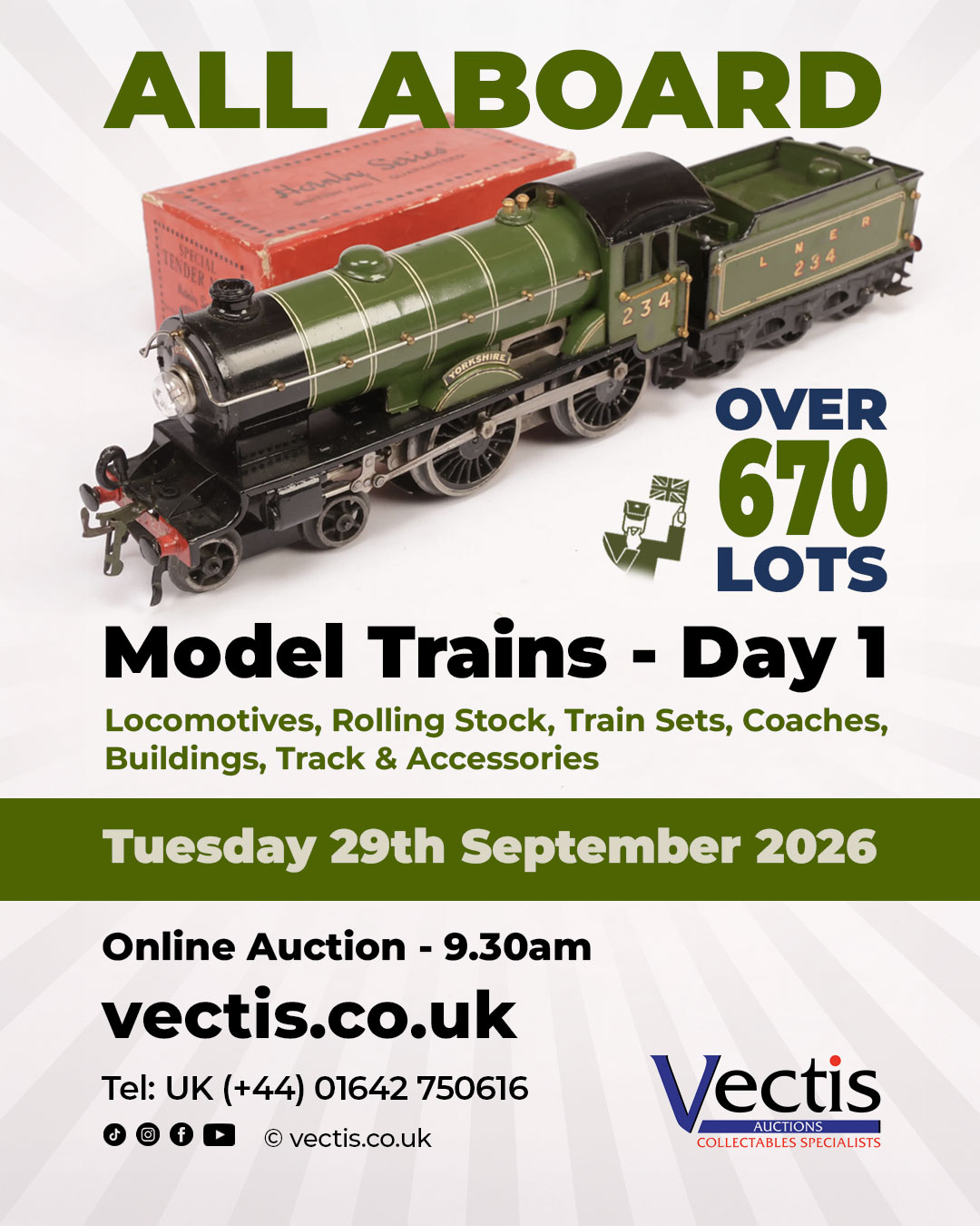 Vectis Toy and Collectables Auctions Facebook ad: Our Trains: Day 1 Auction is NOW ONLINE
