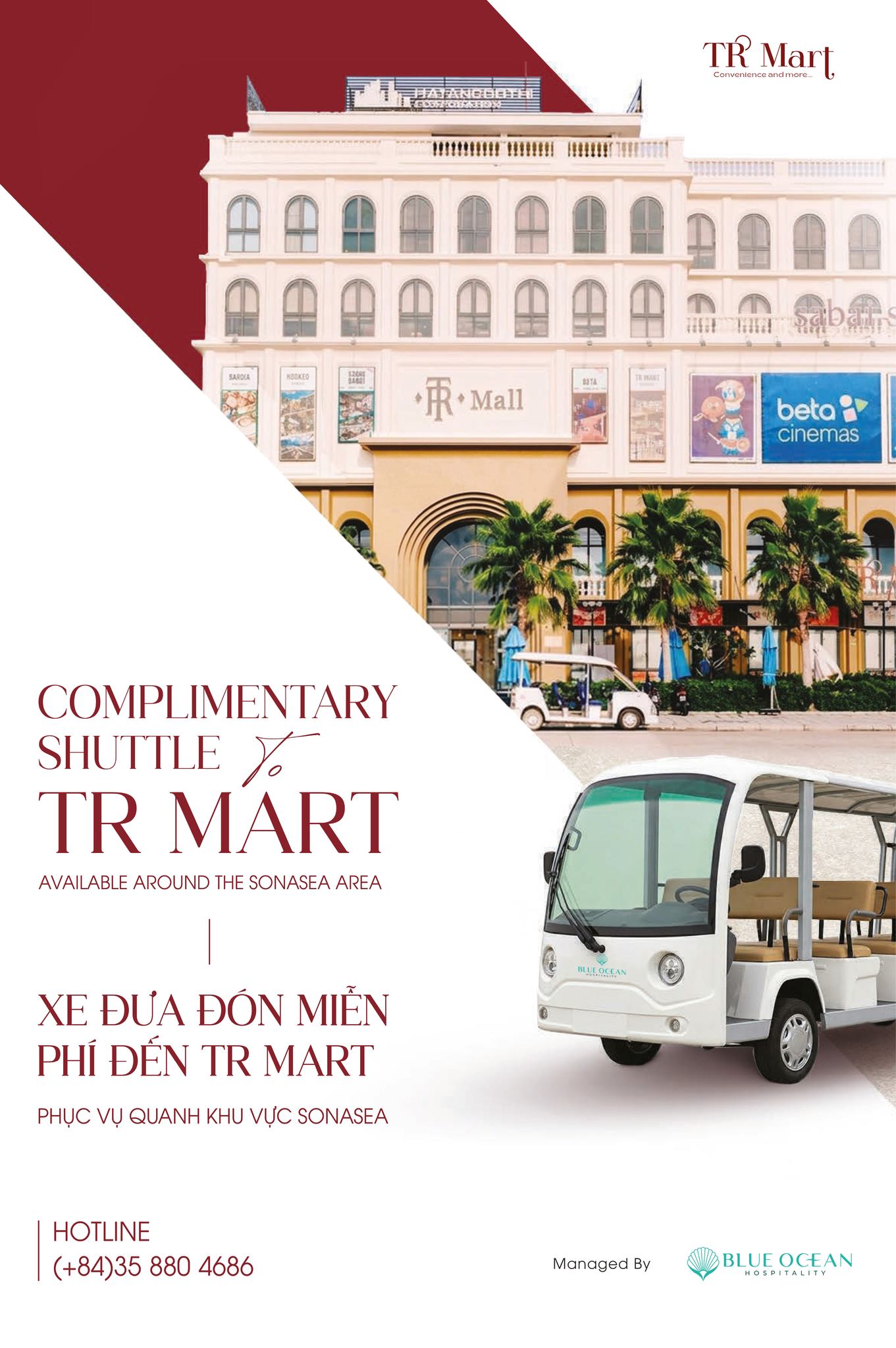 TR Mart - Phú Quốc Facebook ad: TOO HOT OR RAINY TO WALK?