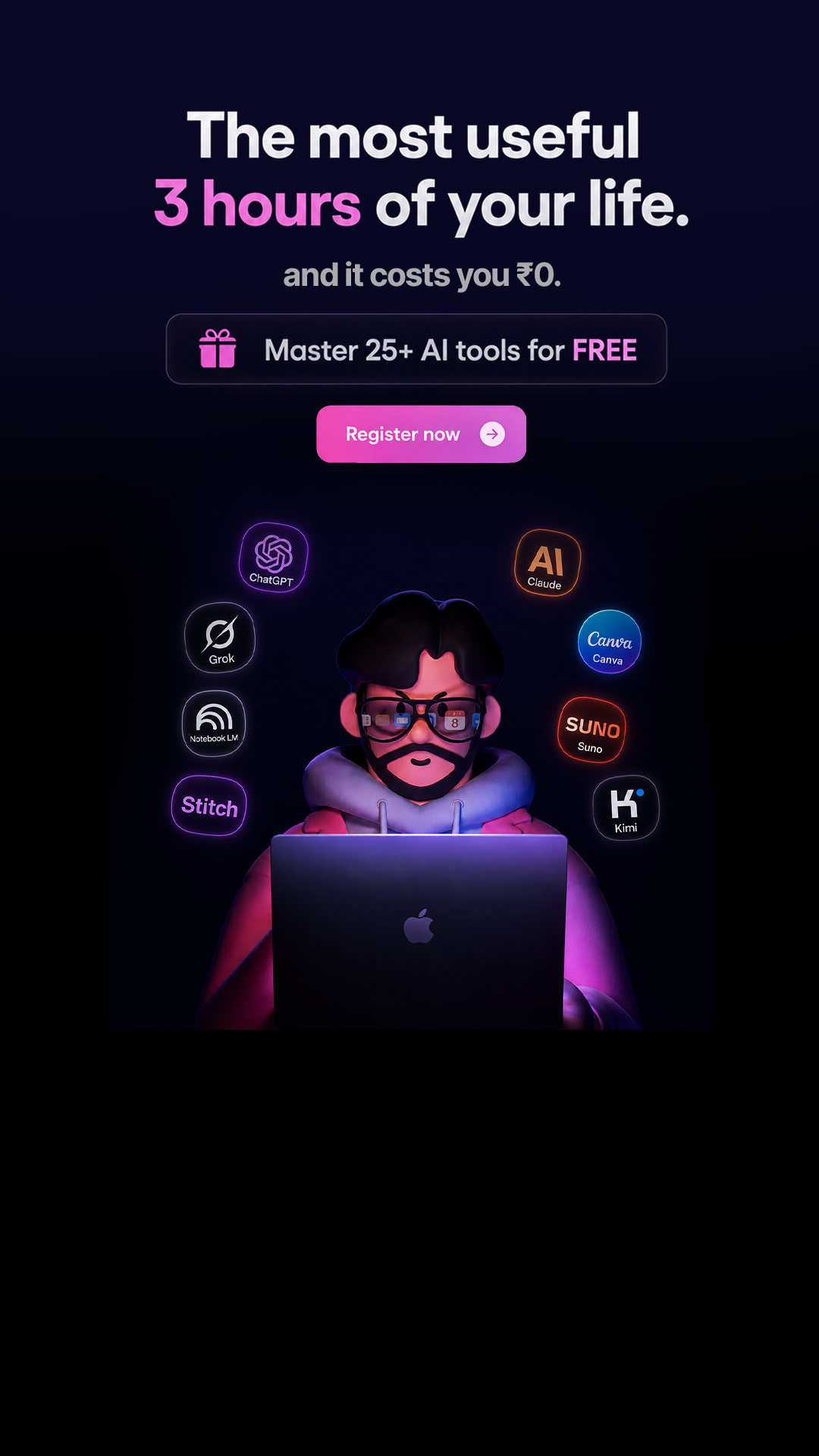 Outskill.io Facebook ad: Code in plain English, live and free