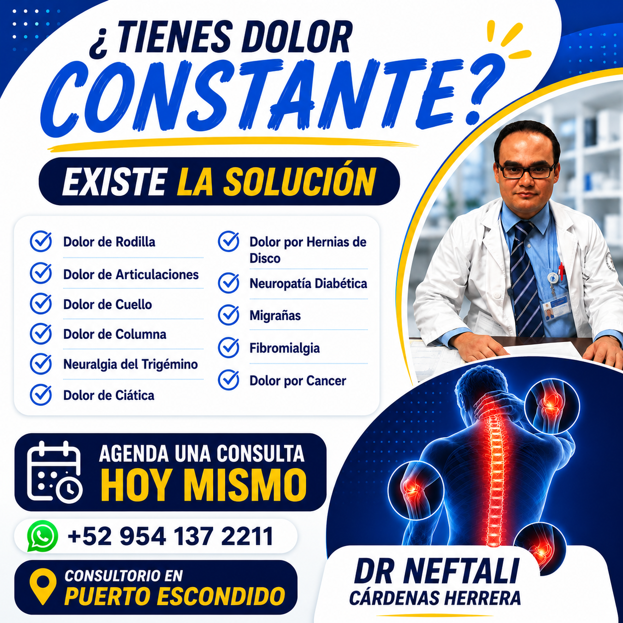 Dr Neftali Cárdenas Herrera Facebook ad: Agenda tu consulta y despídete del dolor que no te deja…