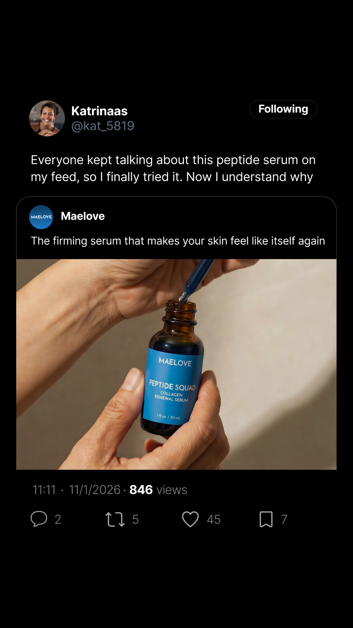 Maelove Facebook ad