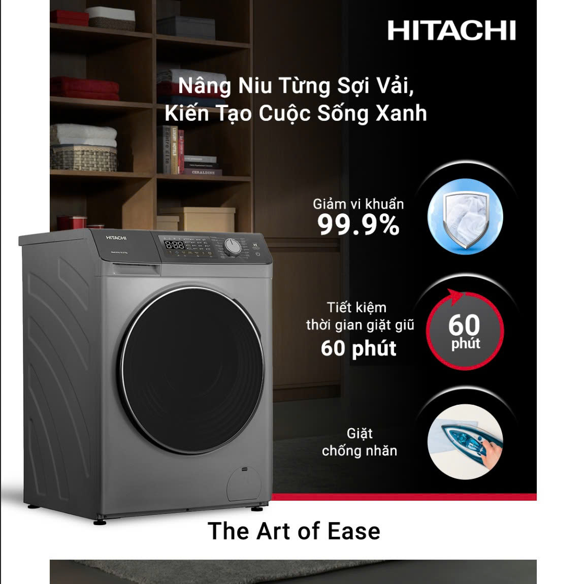 Hitachi Home Appliances Facebook ad: Máy Giặt Sấy Hitachi