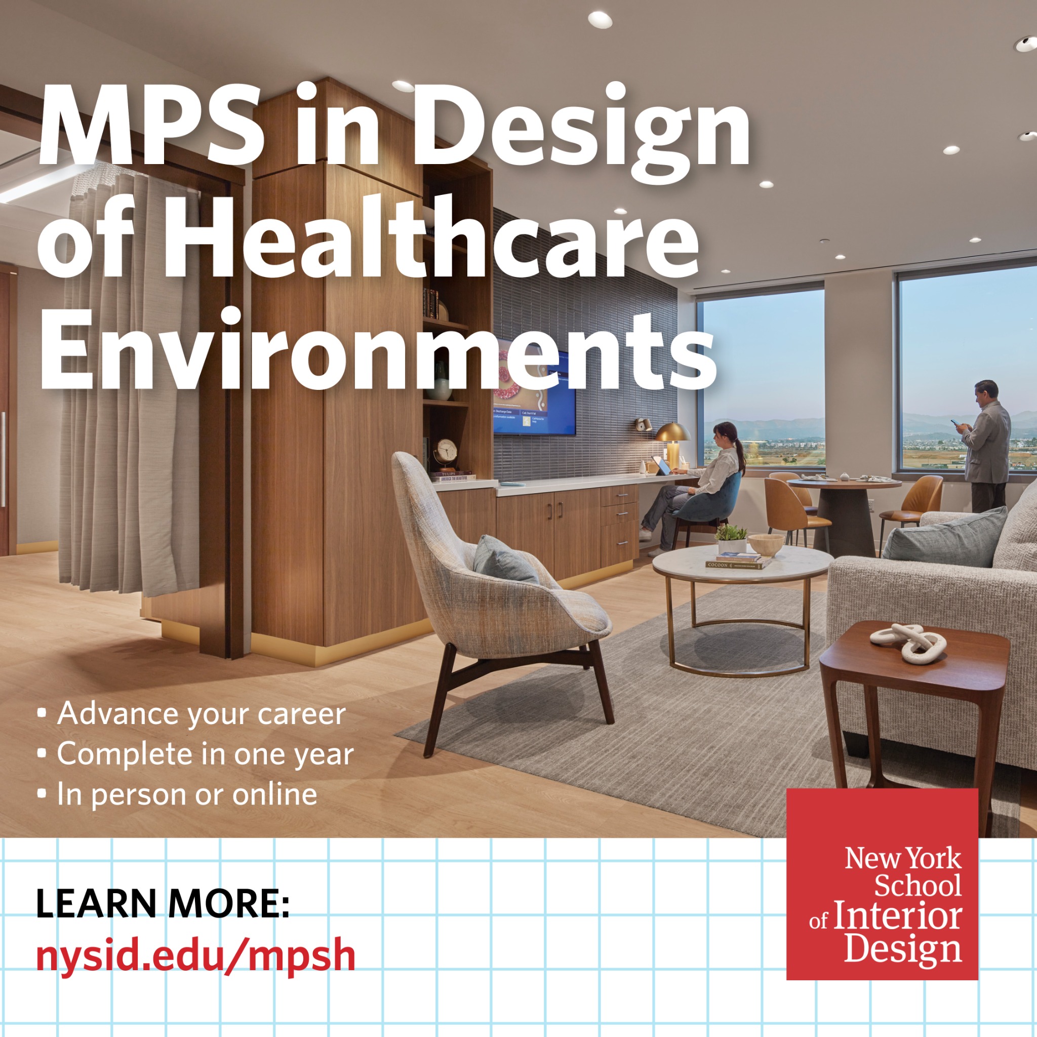 New York School of Interior Design Facebook ad: Specialize in Healthcare Interior Design at NYSID