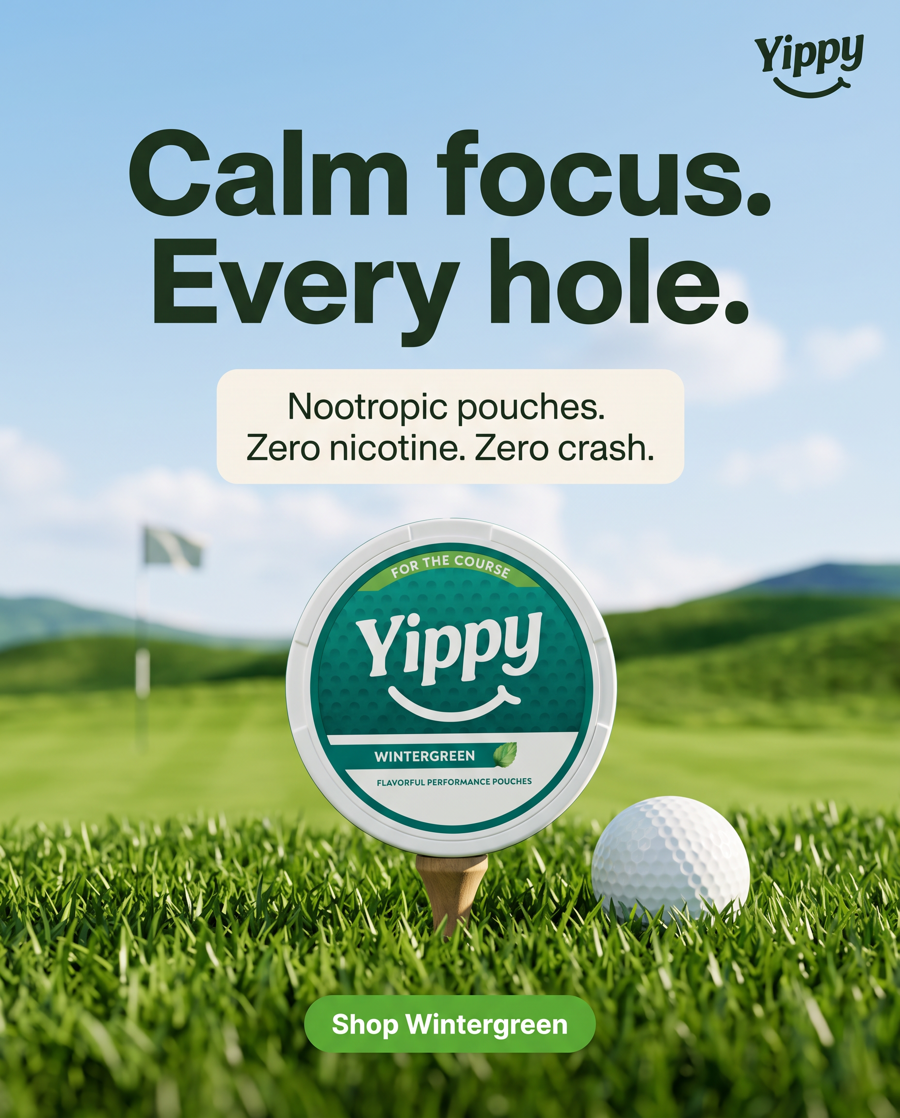 Yippy Facebook ad: Calm Focus. Every Hole.