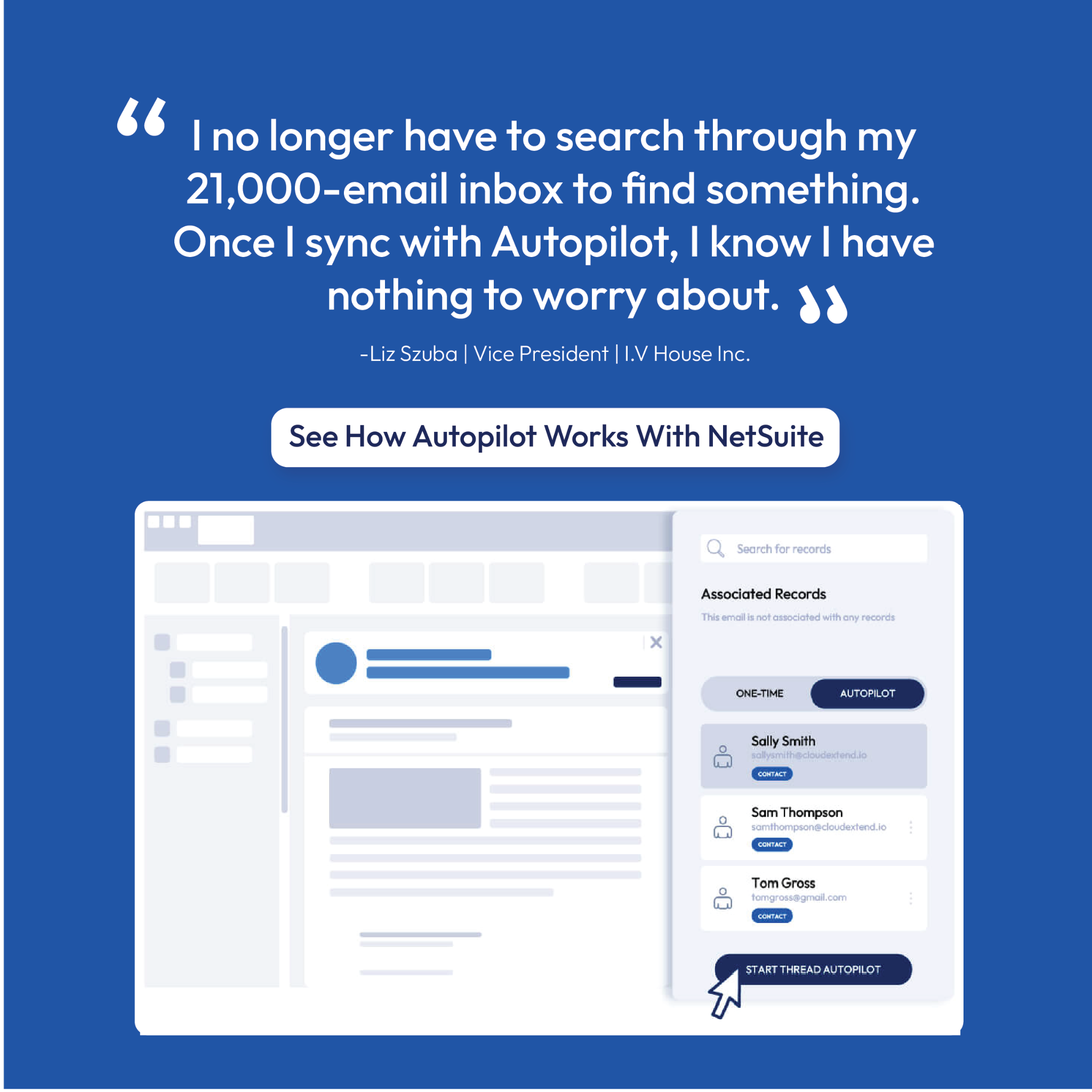 CloudExtend Facebook ad: Stop Searching Your Inbox. Start Syncing to NetSuite.