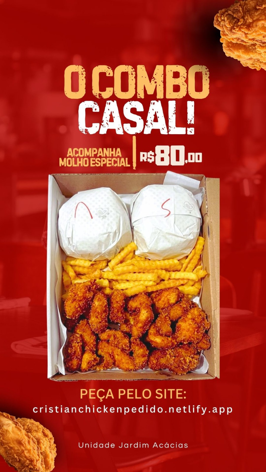 Cristian Chicken Delivery Facebook ad: Em Cravinhos, O mais completo combo casal, com…