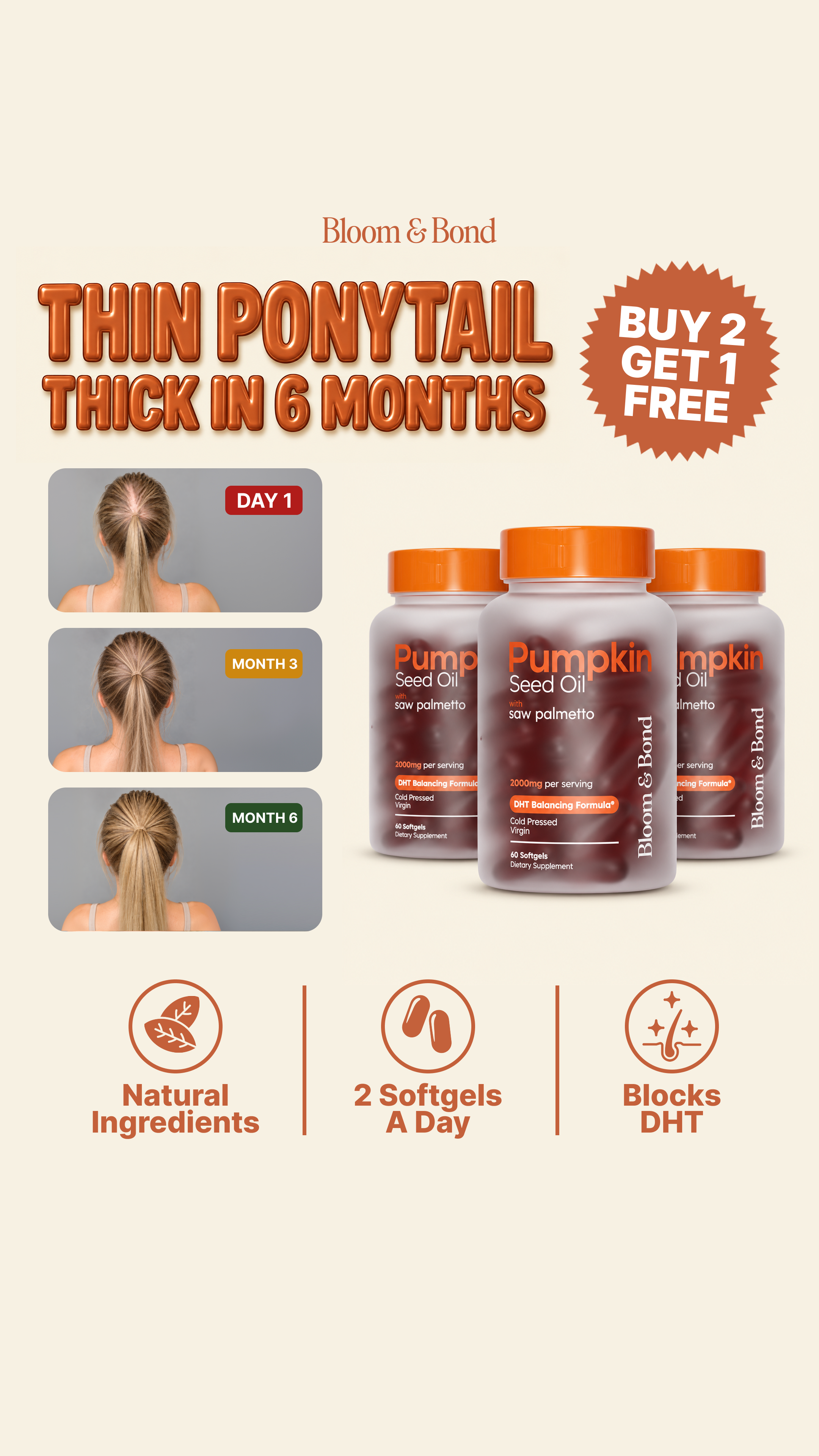 Bloom & Bond Facebook ad: Help Hair Loss Naturally