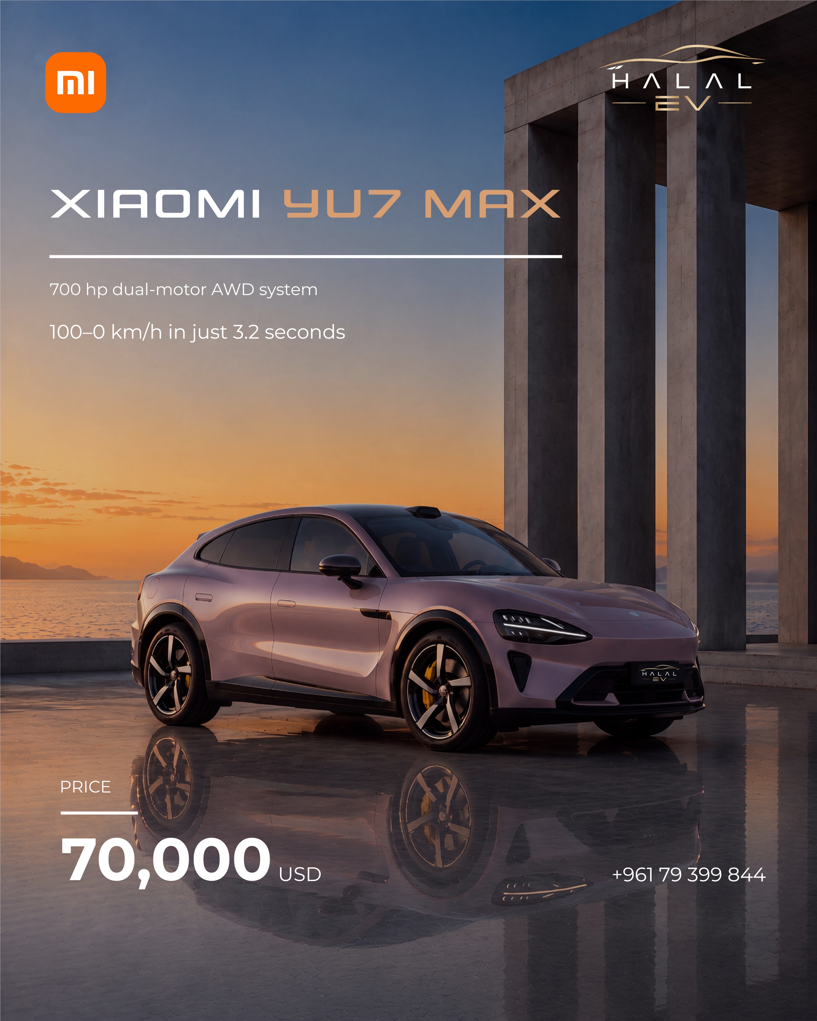 Halalev Facebook ad: XIAOMI YU7 MAX -METALLIC PURPLE EDITION
