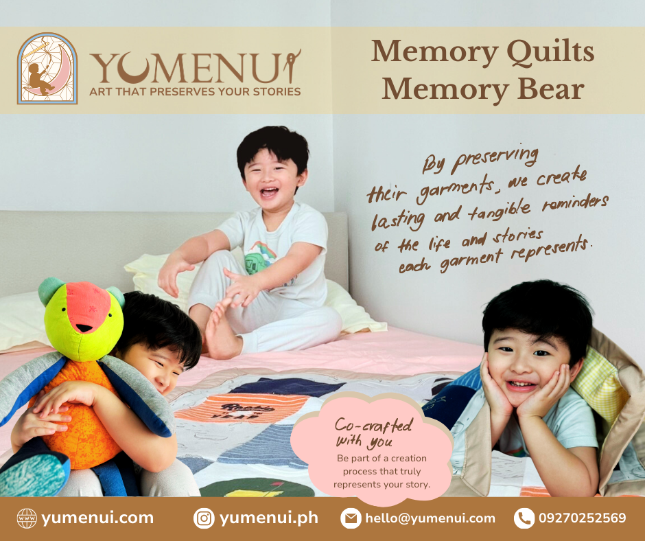 Yumenui Facebook ad: Preserve Memories with Custom Quilts & Bears