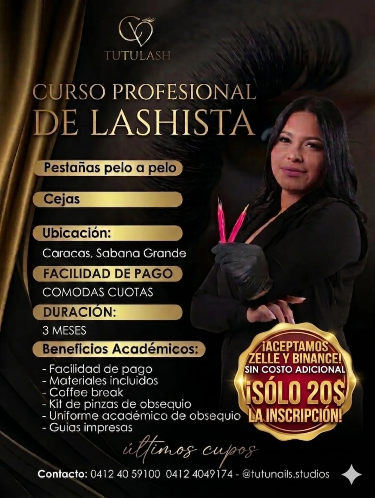 Tutunails Academy Facebook ad: ¡CONVIÉRTETE EN LASHISTA PROFESIONAL EN 12 SEMANAS!