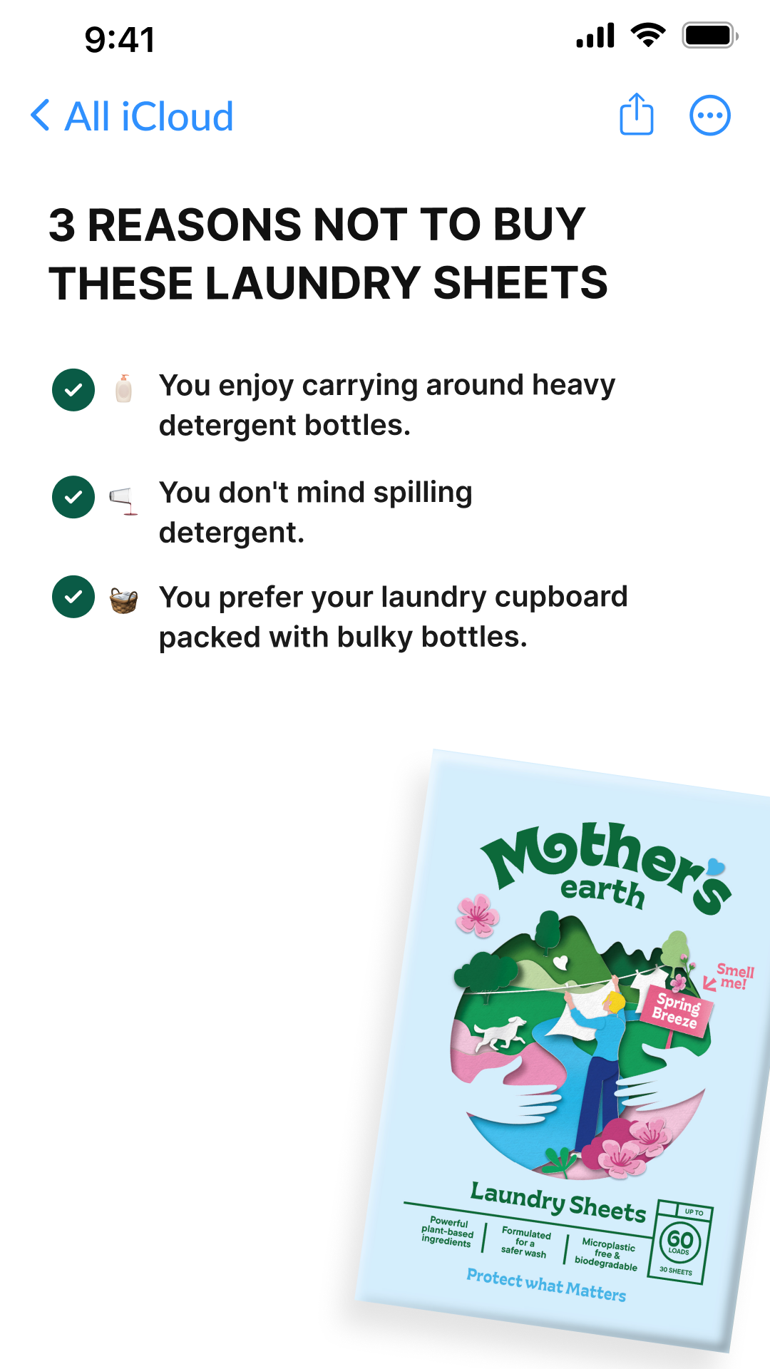 Mothers Earth Facebook ad