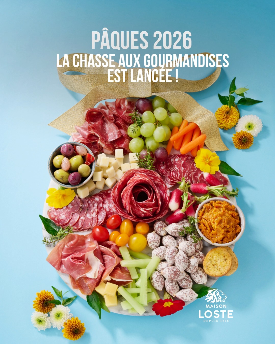Maison Loste Facebook ad: Apéritif ou brunch festif, la planche de charcuteries…