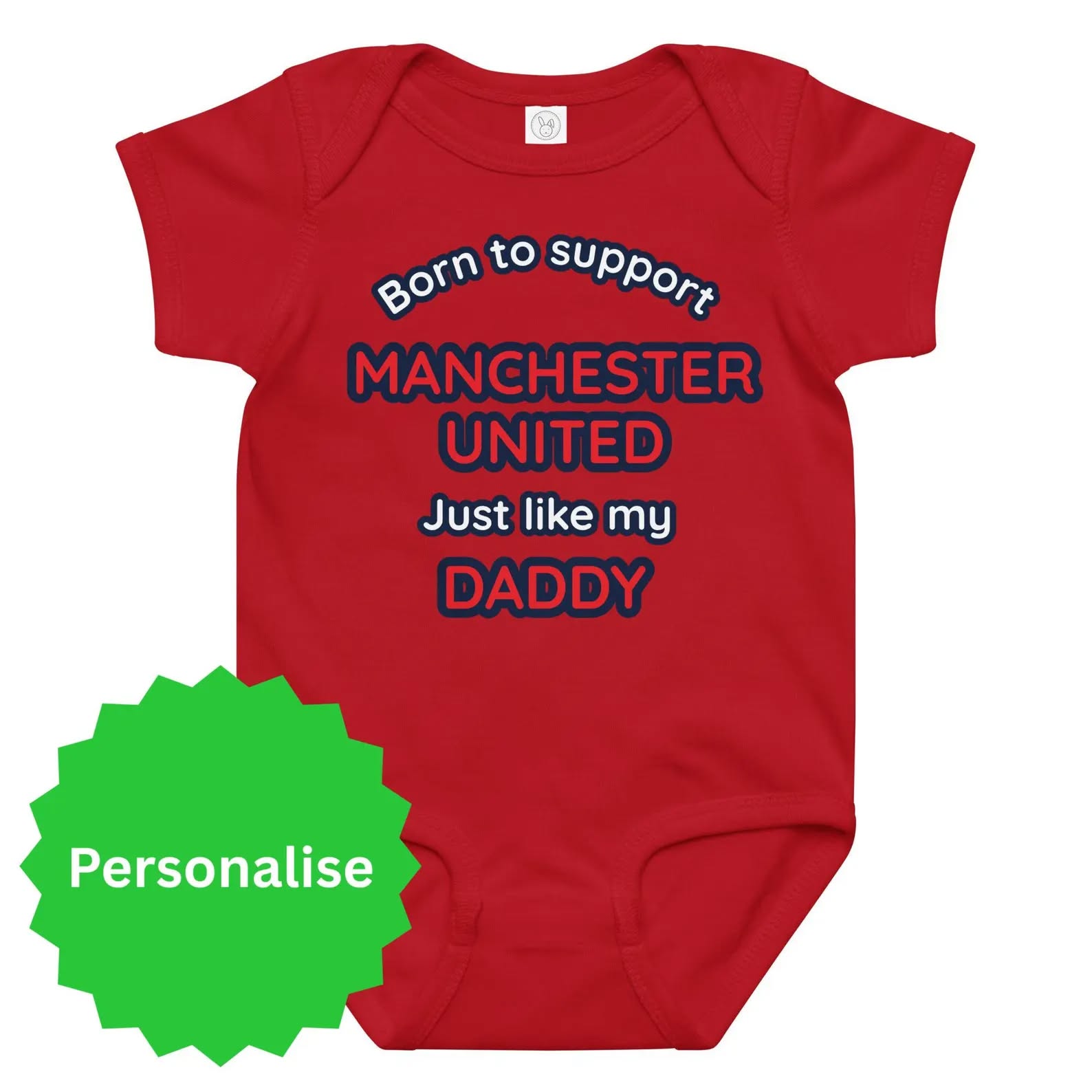 Lynch’s Irish Shop Facebook ad: Personalised Manchester United Baby Jersey Bodysuit | Red…