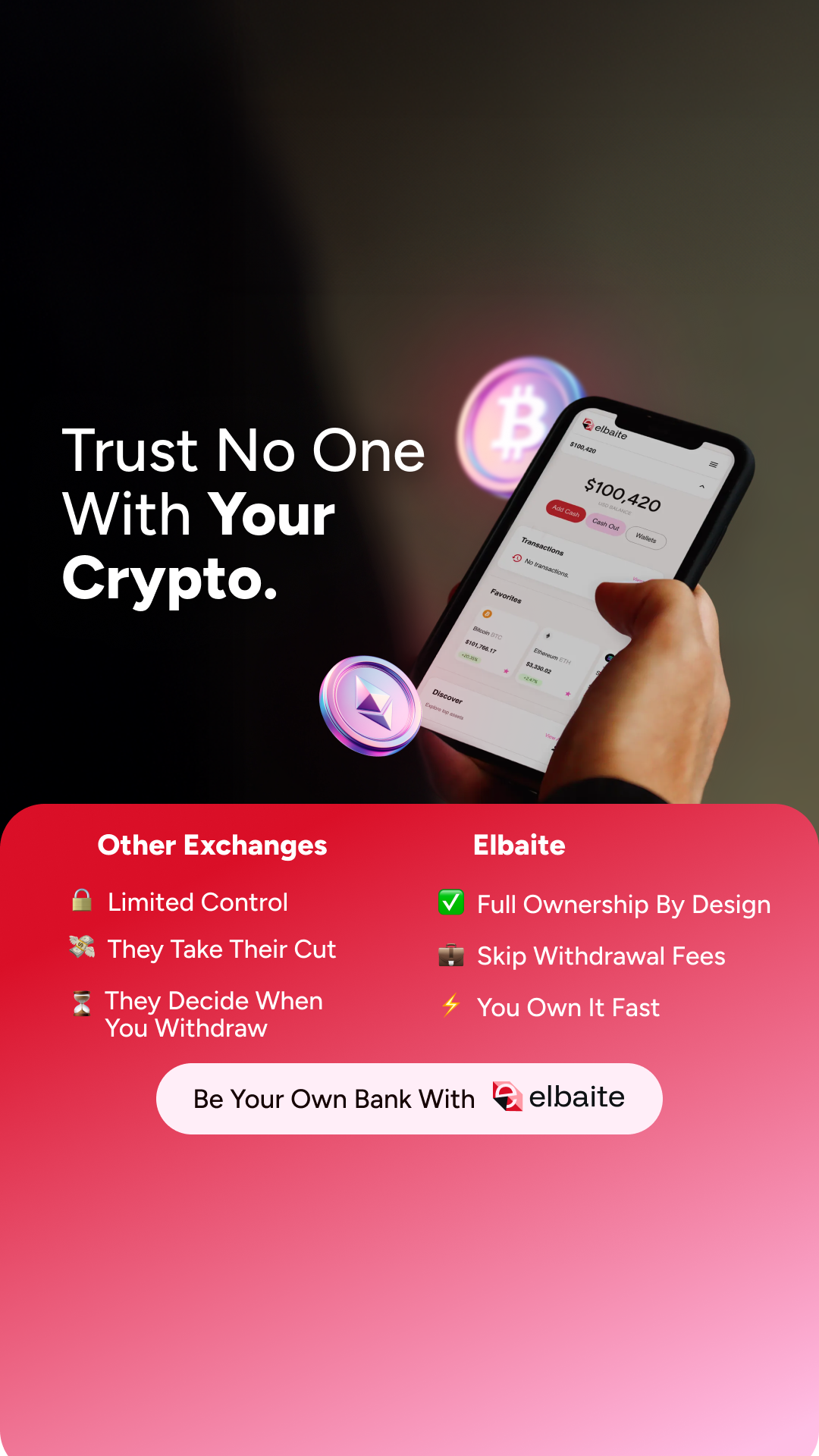 Elbaite US Facebook ad: Trust No One With Your Crypto