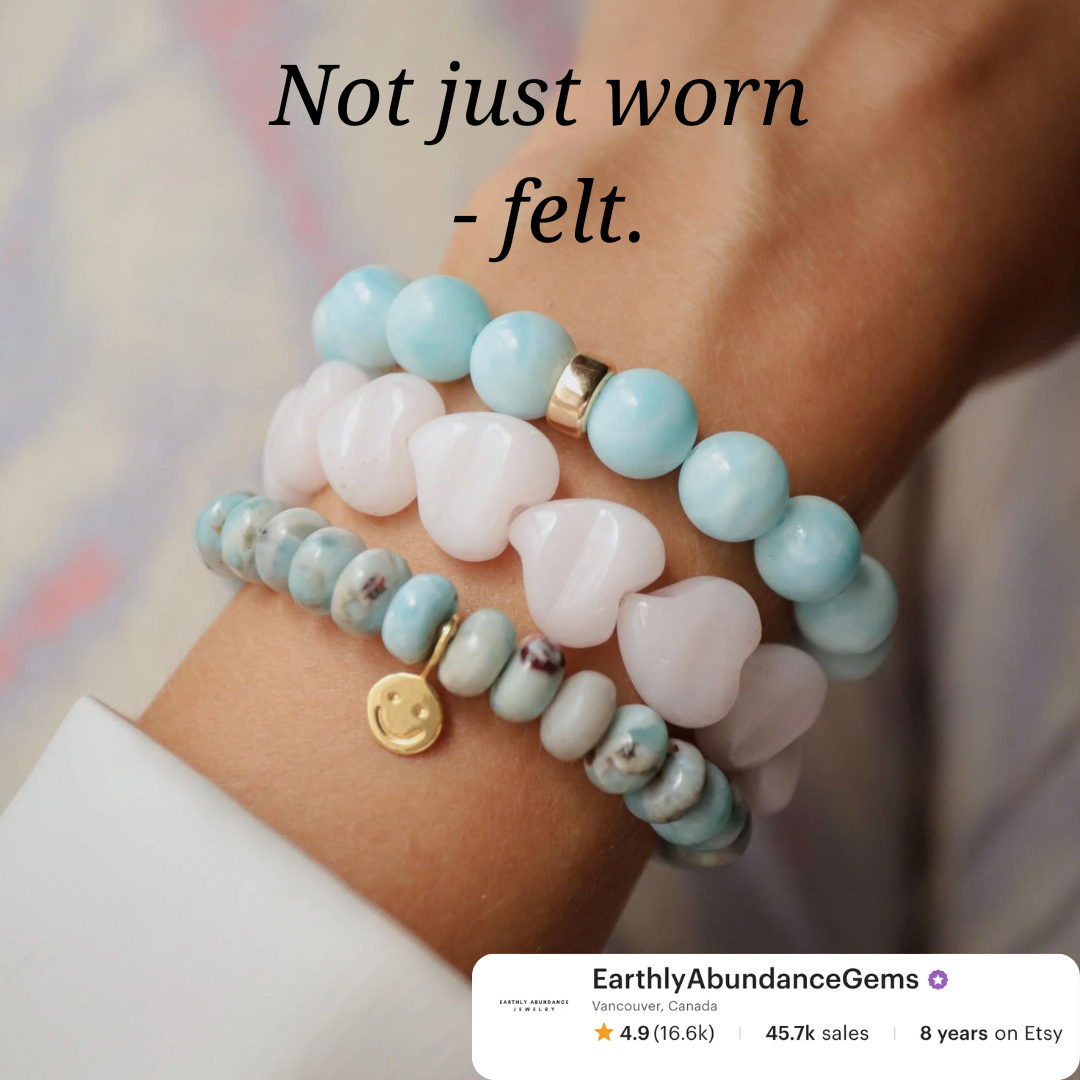 Earthly Abundance Jewelry Facebook ad: Earthly Abundance Jewelry, Genuine Gemstone Bracelets &…