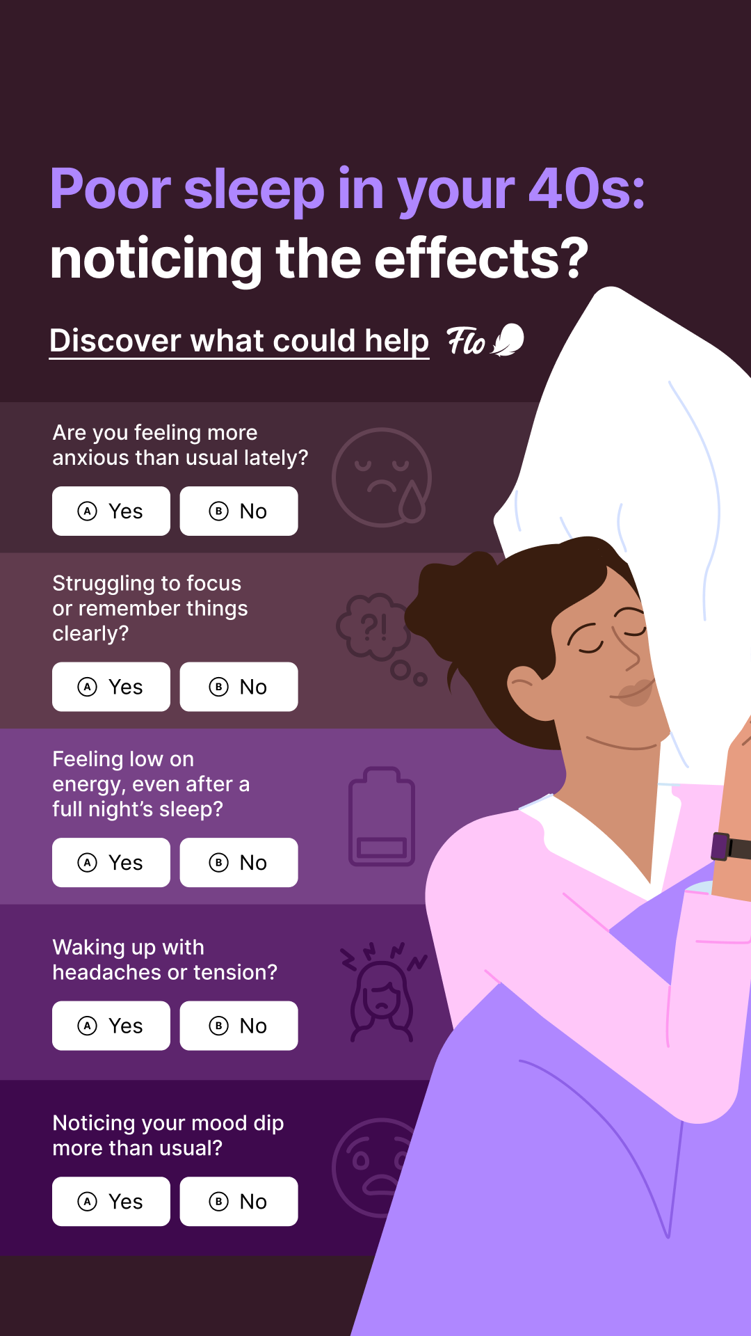Flo Health App Facebook ad: Try Flo and never look back
