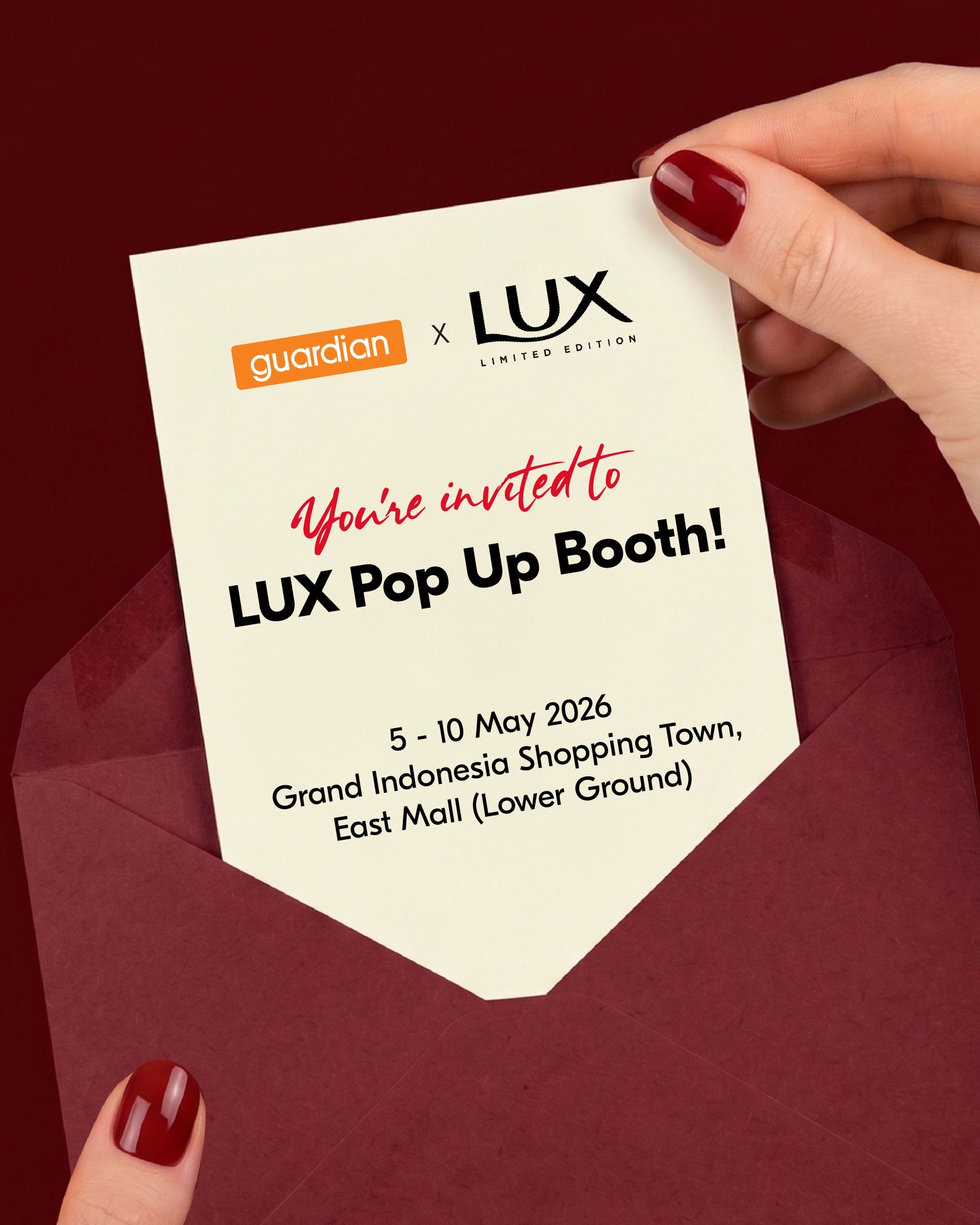 LUX Facebook ad: Guardian x LUX Pop Up Booth is coming…