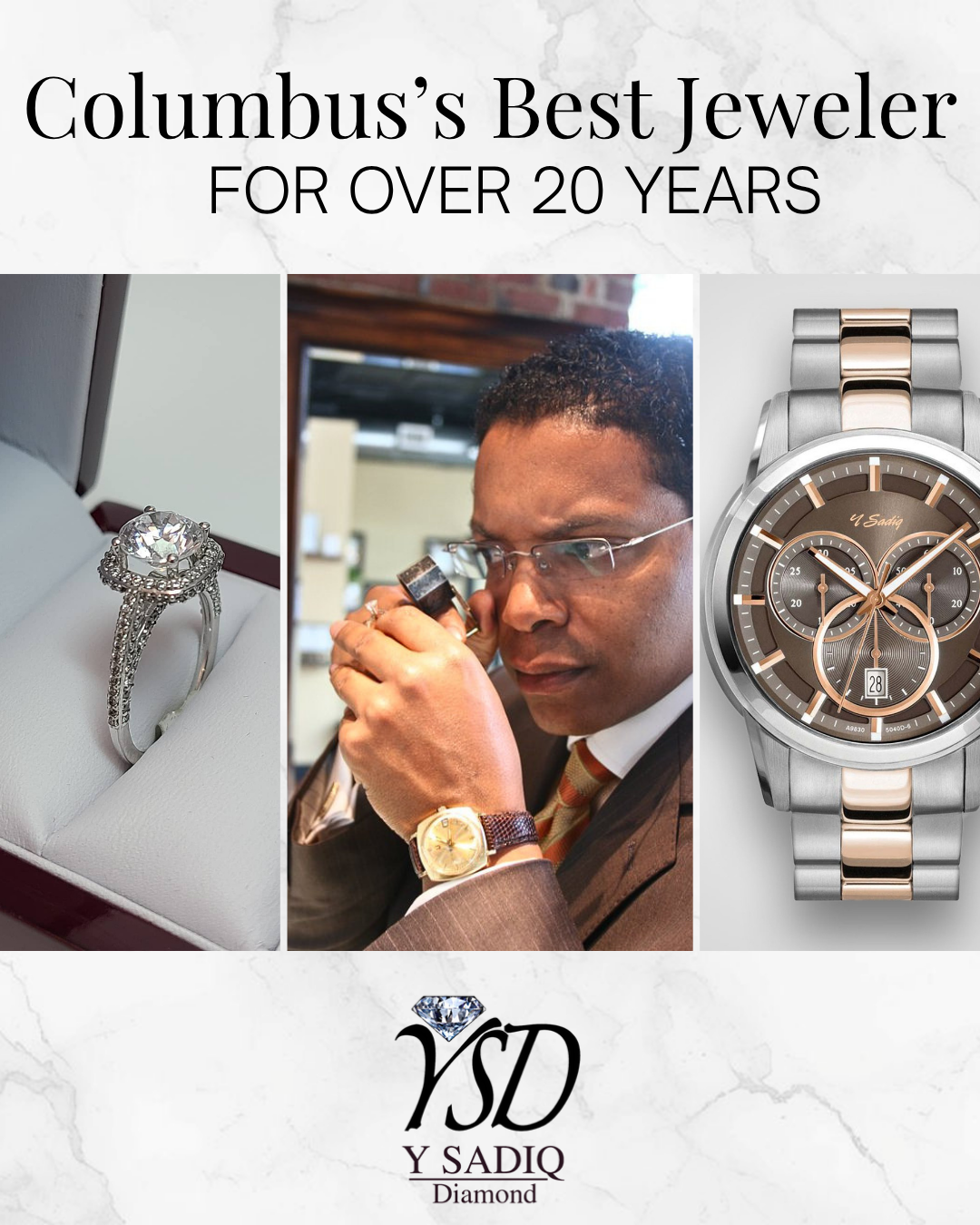 Y Sadiq Diamond Facebook ad: Built on Experience. Backed by Expertise