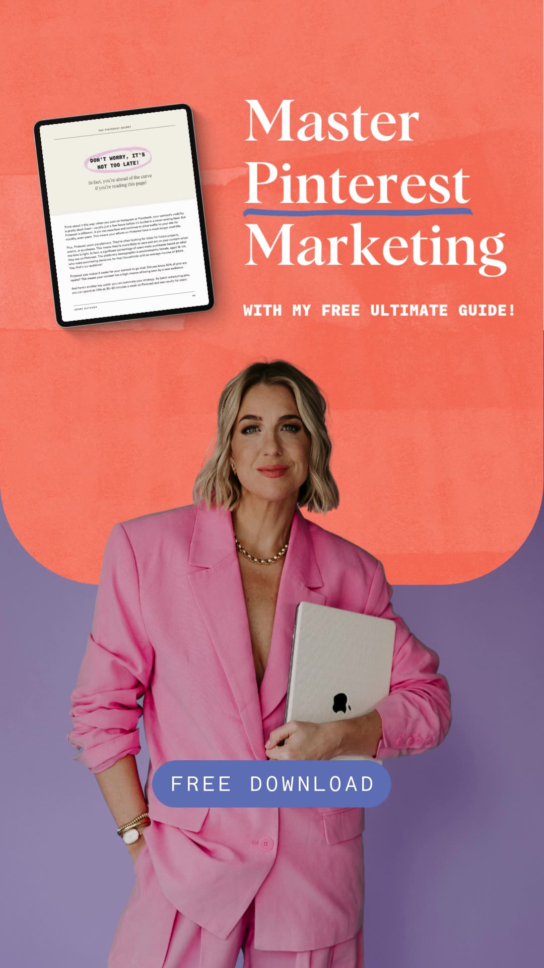 Jenna Kutcher Facebook ad: Discover the Secrets to Pinterest Success with My FREE…