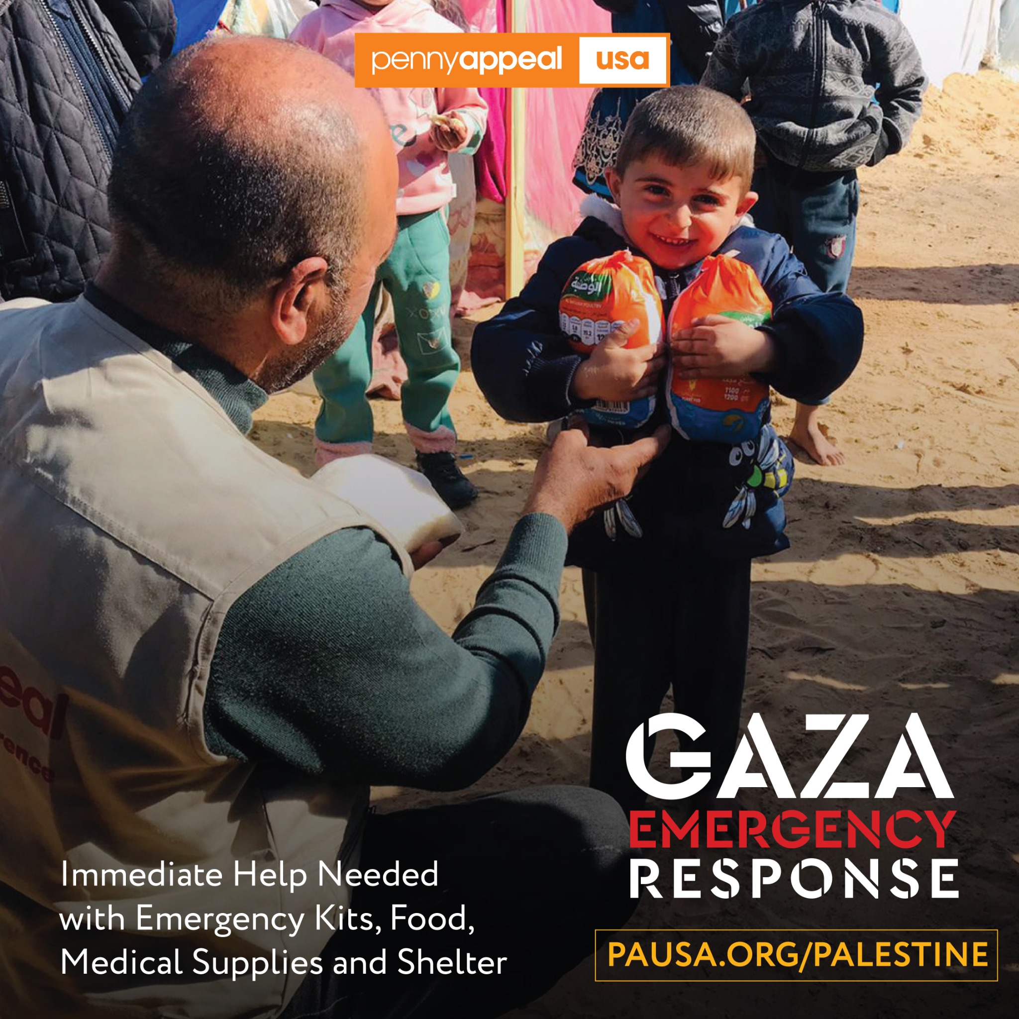 Penny Appeal USA Facebook ad: Emergency Relief For Families In Gaza