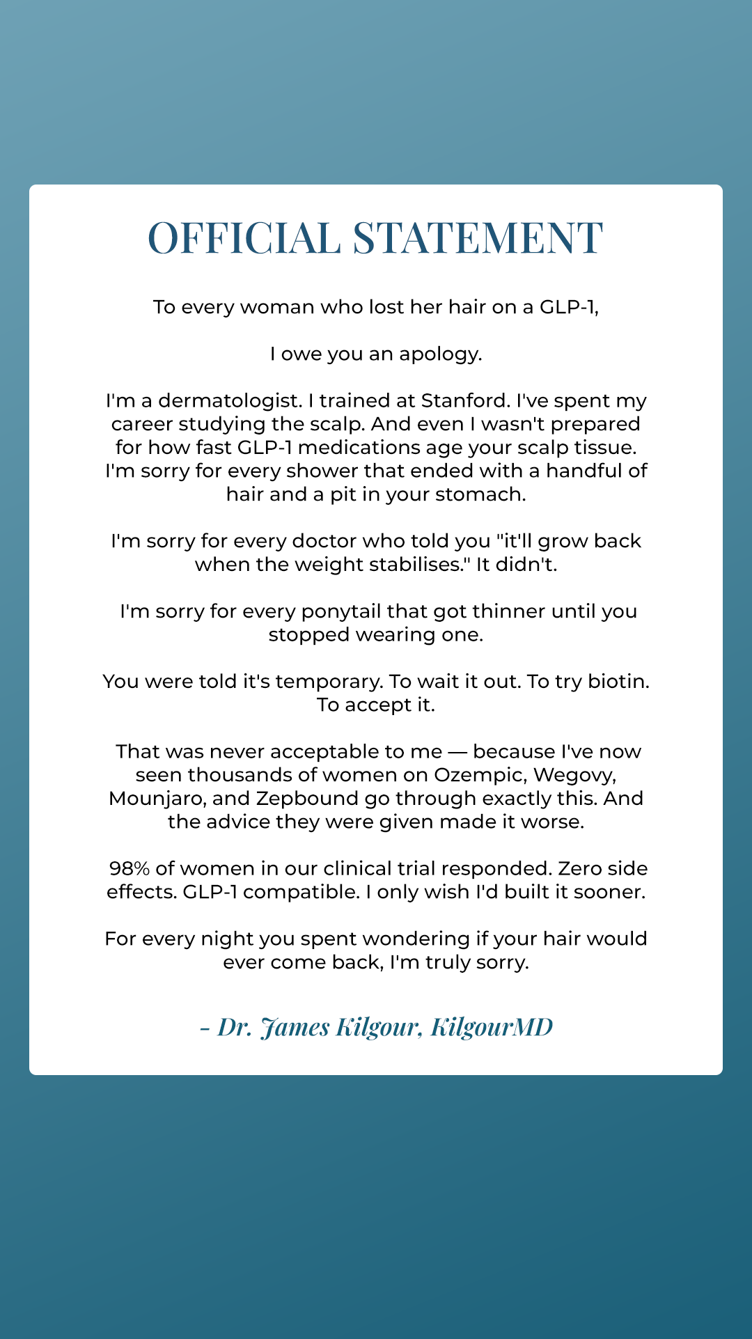 James Kilgour, MD Facebook ad