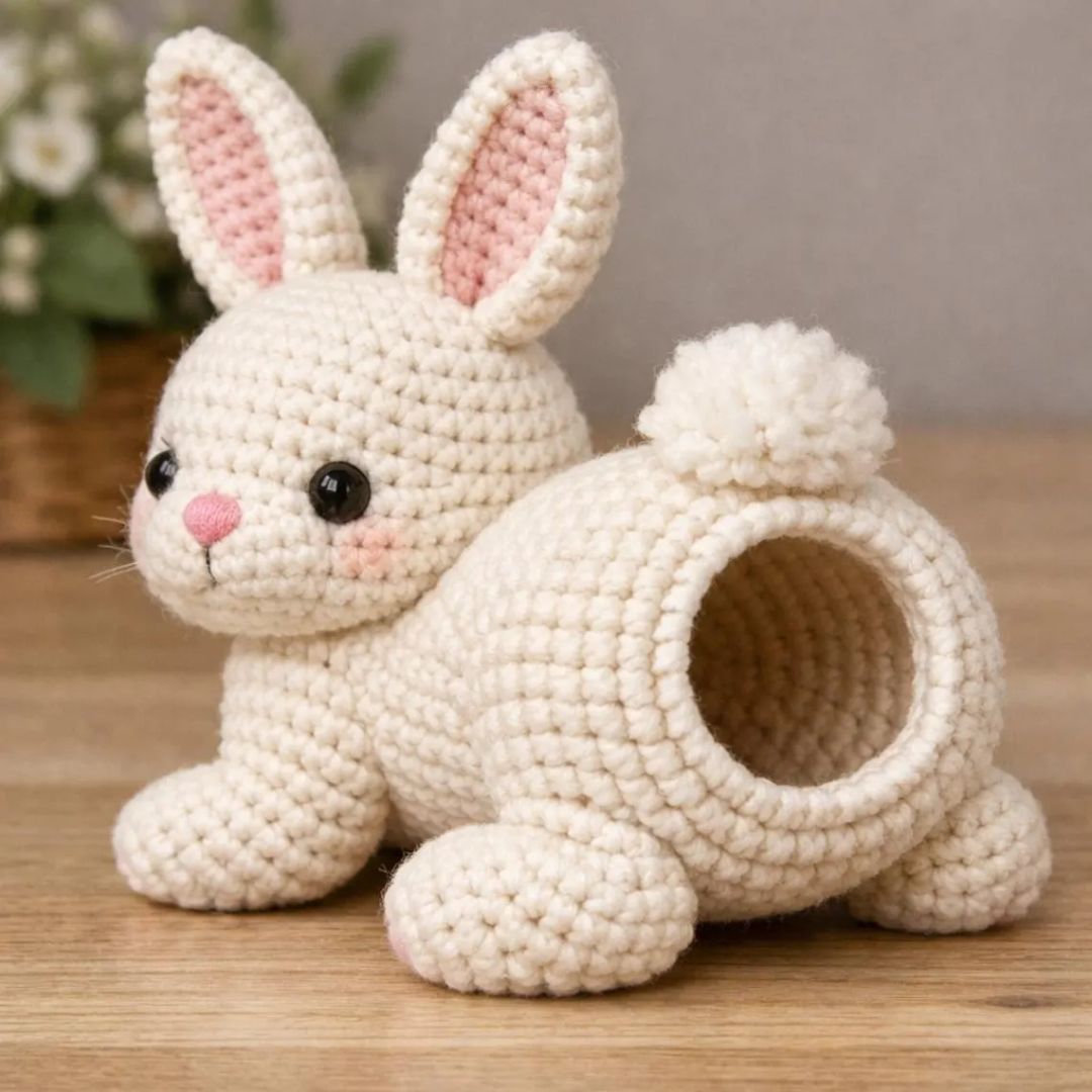 Crochetdesiign Facebook ad: Bunny Crochet Pattern, Easter Crochet Basket