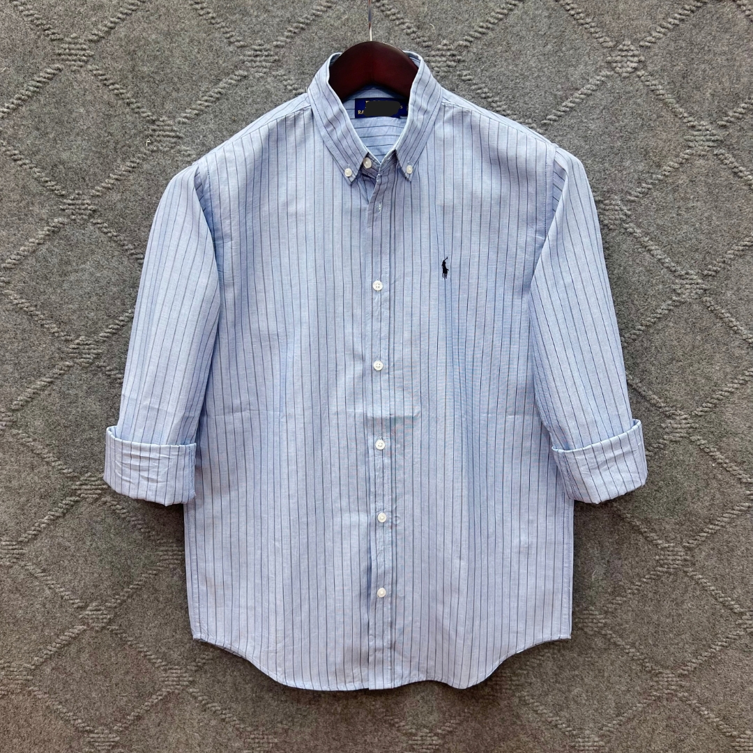 White Tailor Facebook ad: Classic Slate Green stripe full sleeve premium cotton…