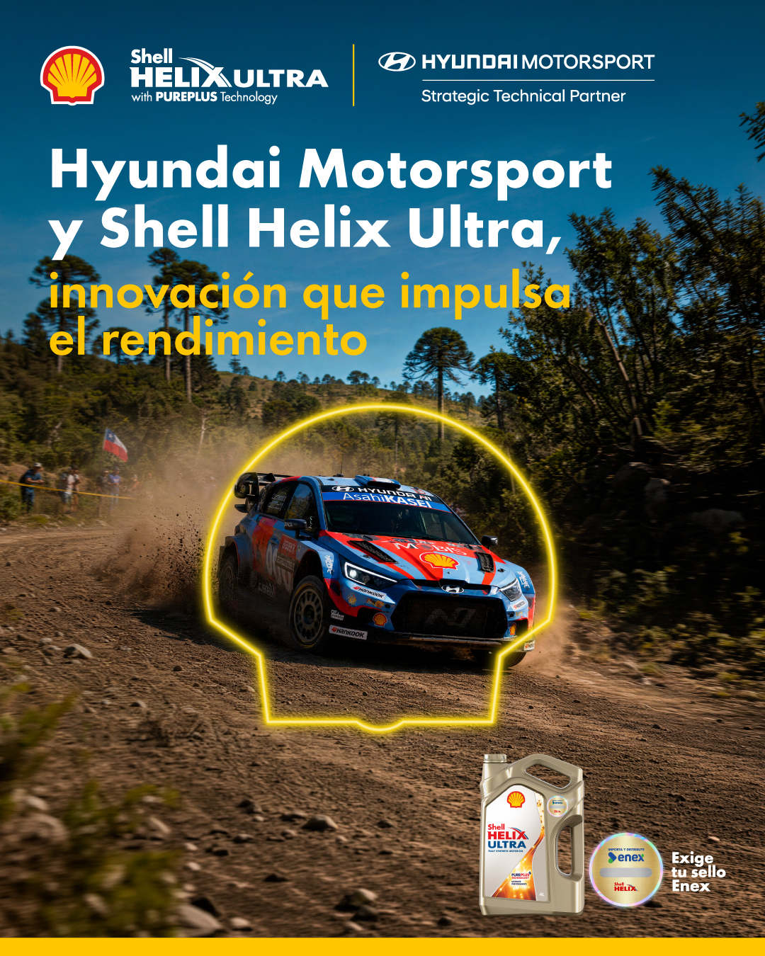 Shell Lubricantes Chile MD Facebook ad: Hyundai Motorsport y Shell Helix Ultra comparten una…