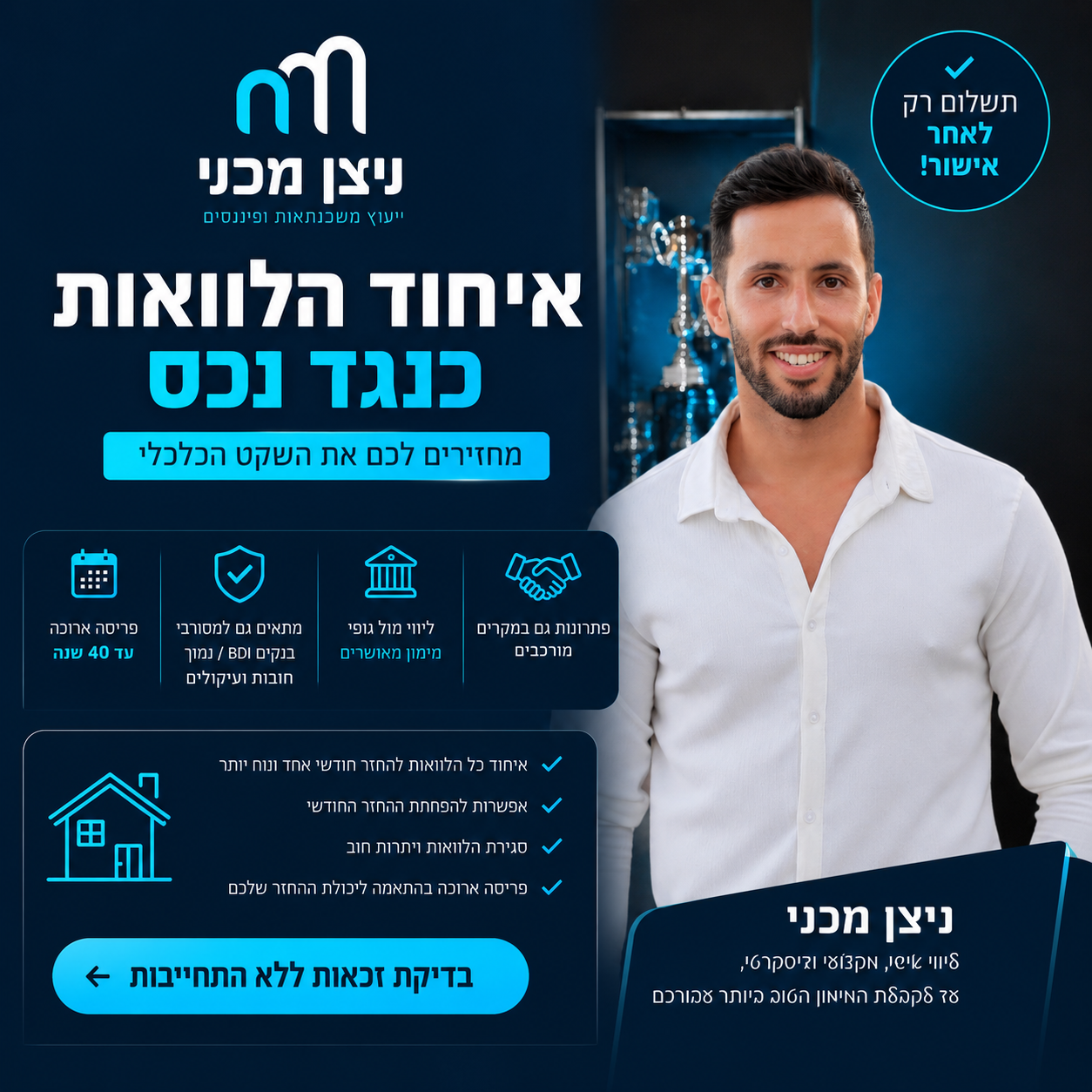 ניצן מכני - ייעוץ משכנתאות ופיננסים Facebook ad: נבדוק התאמה, נלווה אתכם, נביא אישור