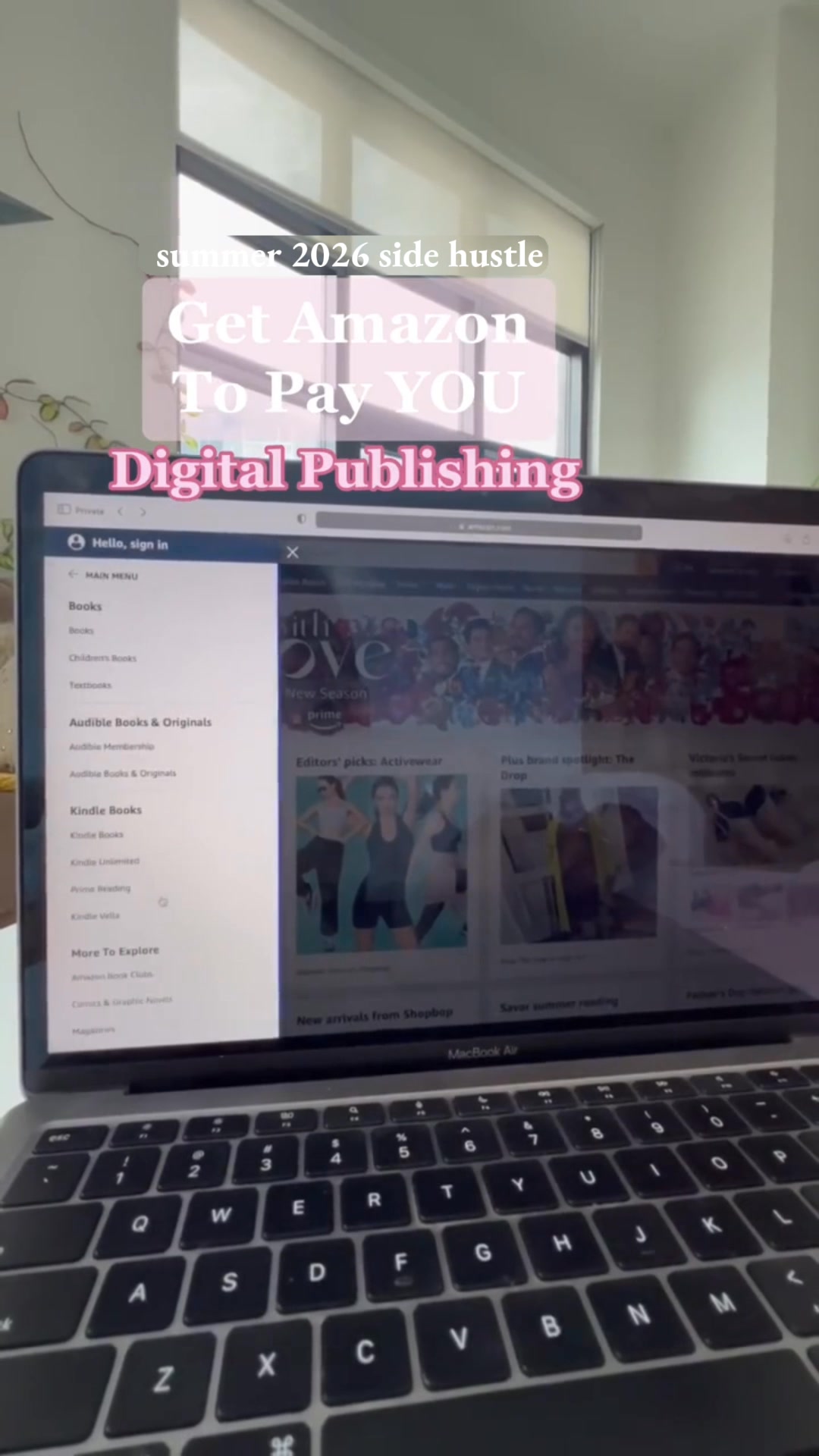 Fiction Profits Academy Facebook ad: No Products. No Stress. Just Amazon AI Profits