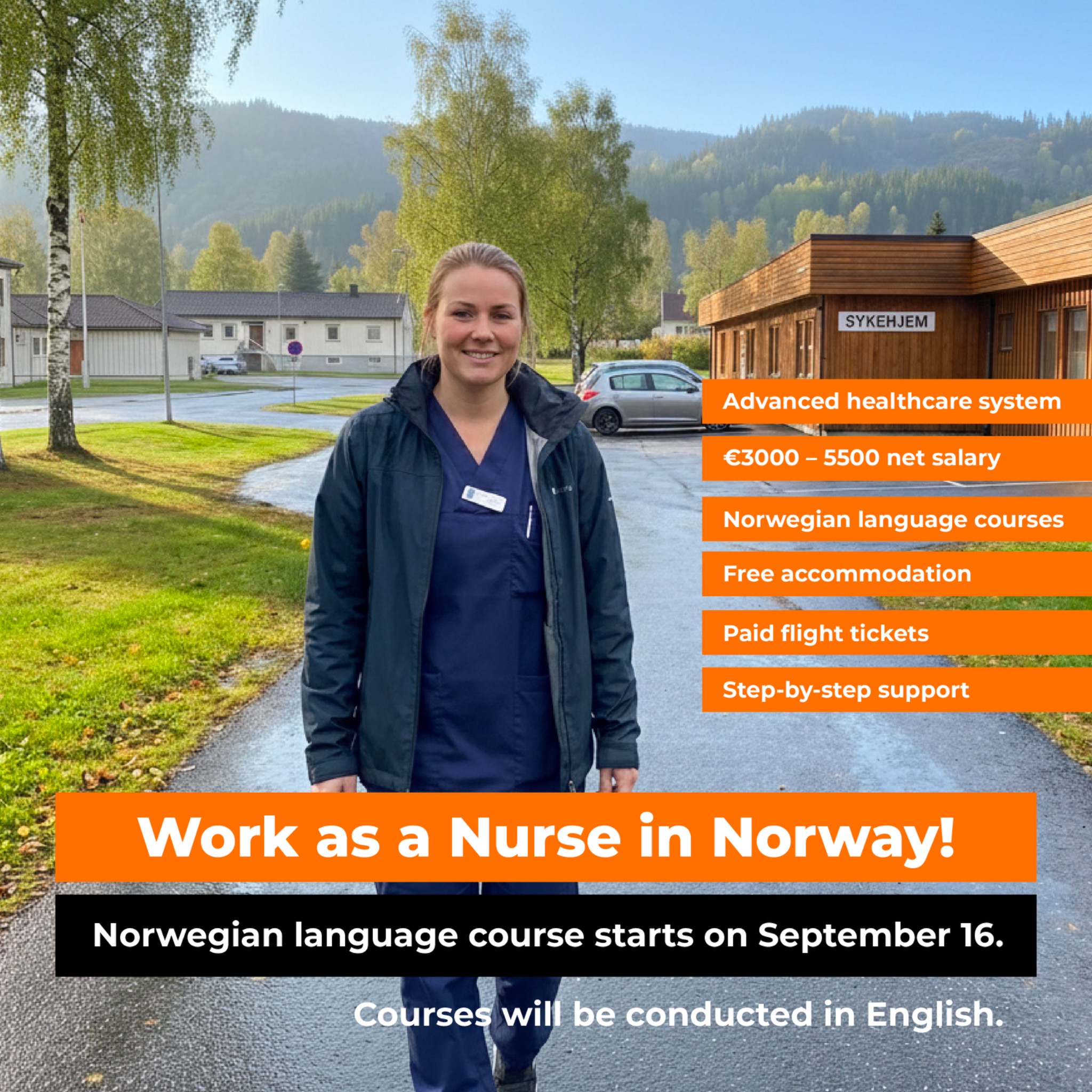 SLS - Your Nursing Career in Scandinavia Facebook ad: Work as a nurse in Norway!