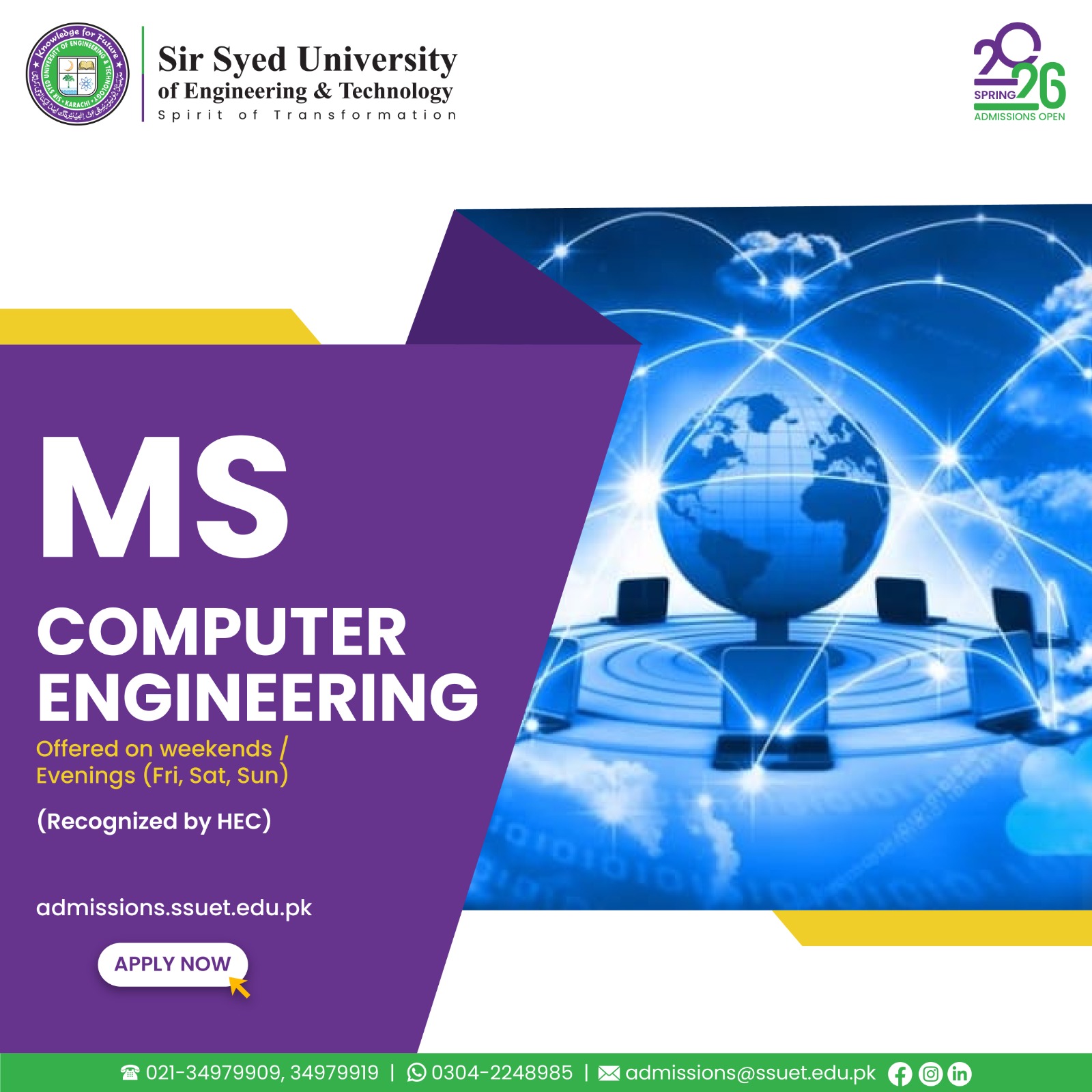 SSUET - Sir Syed University of Engineering & Technology Facebook ad: Build strong foundations in advanced Computing and…